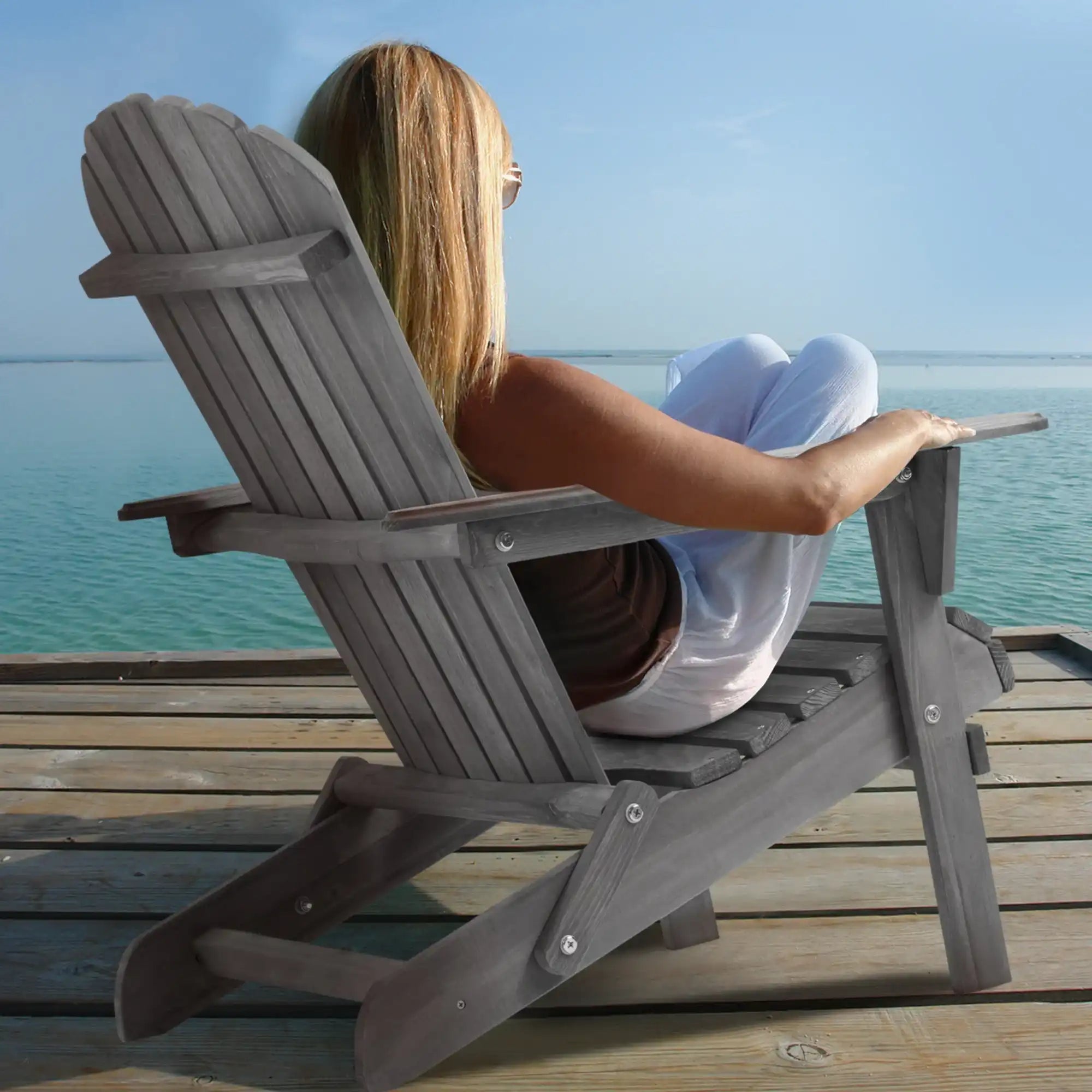Set of 2 Solid Cedar Wood Adirondack Chairs, Outdoor Lounge - Best Buy Furniture