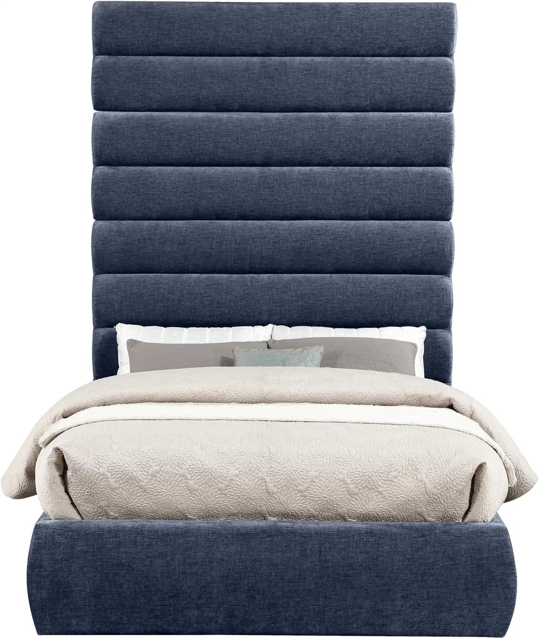 Adam - Chenille Fabric Bed With 89" Headboard