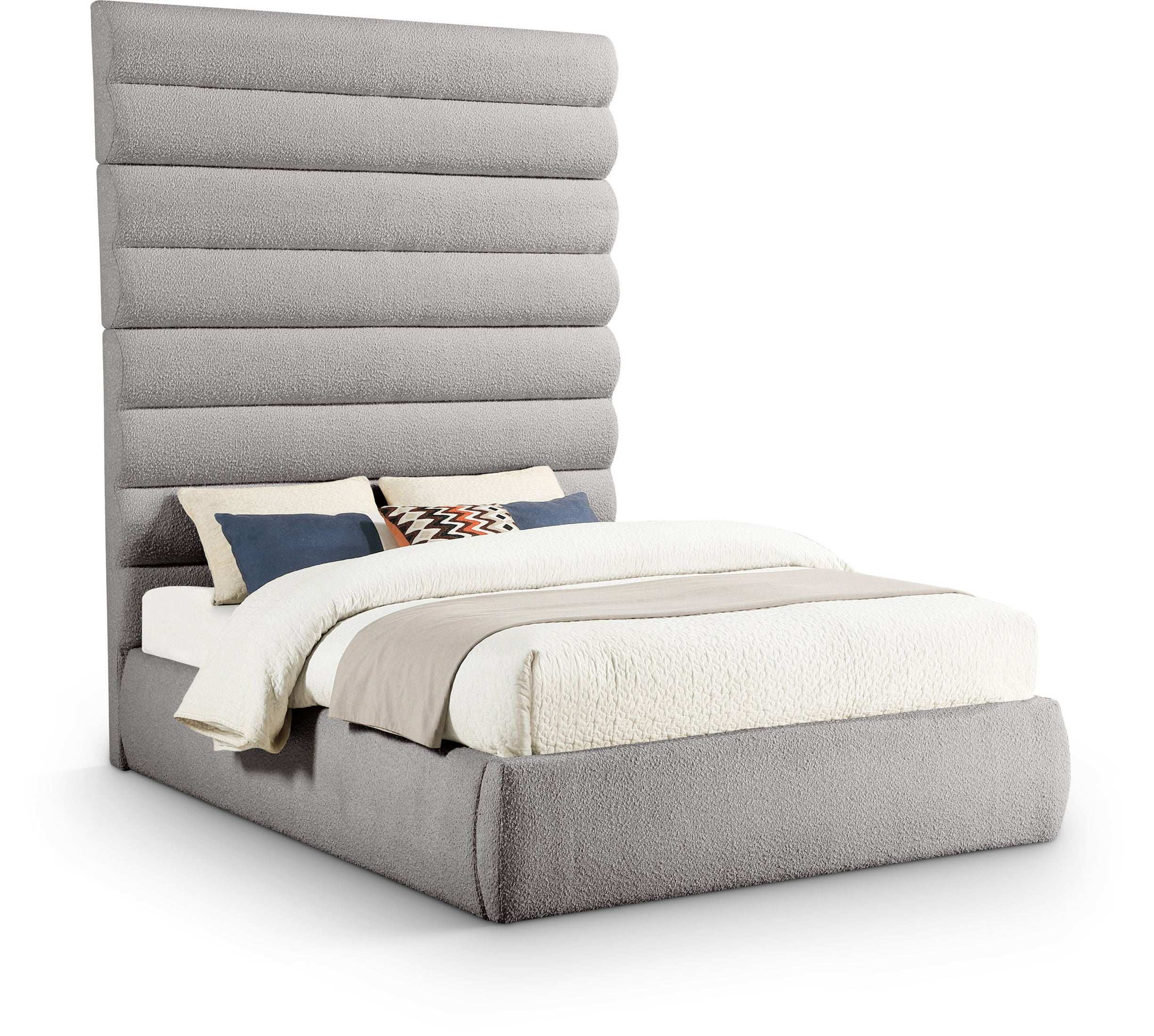 Adam - Boucle Fabric Bed With 89" Headboard - Best Buy Furniture