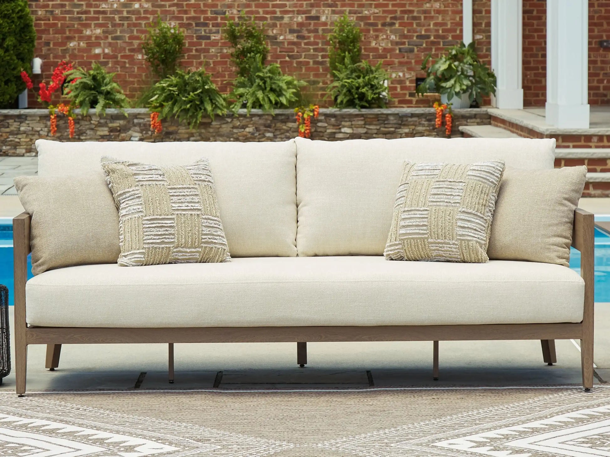 Serene Bay - Sofa With Cushion - Dark Brown / White - Best Buy Furniture
