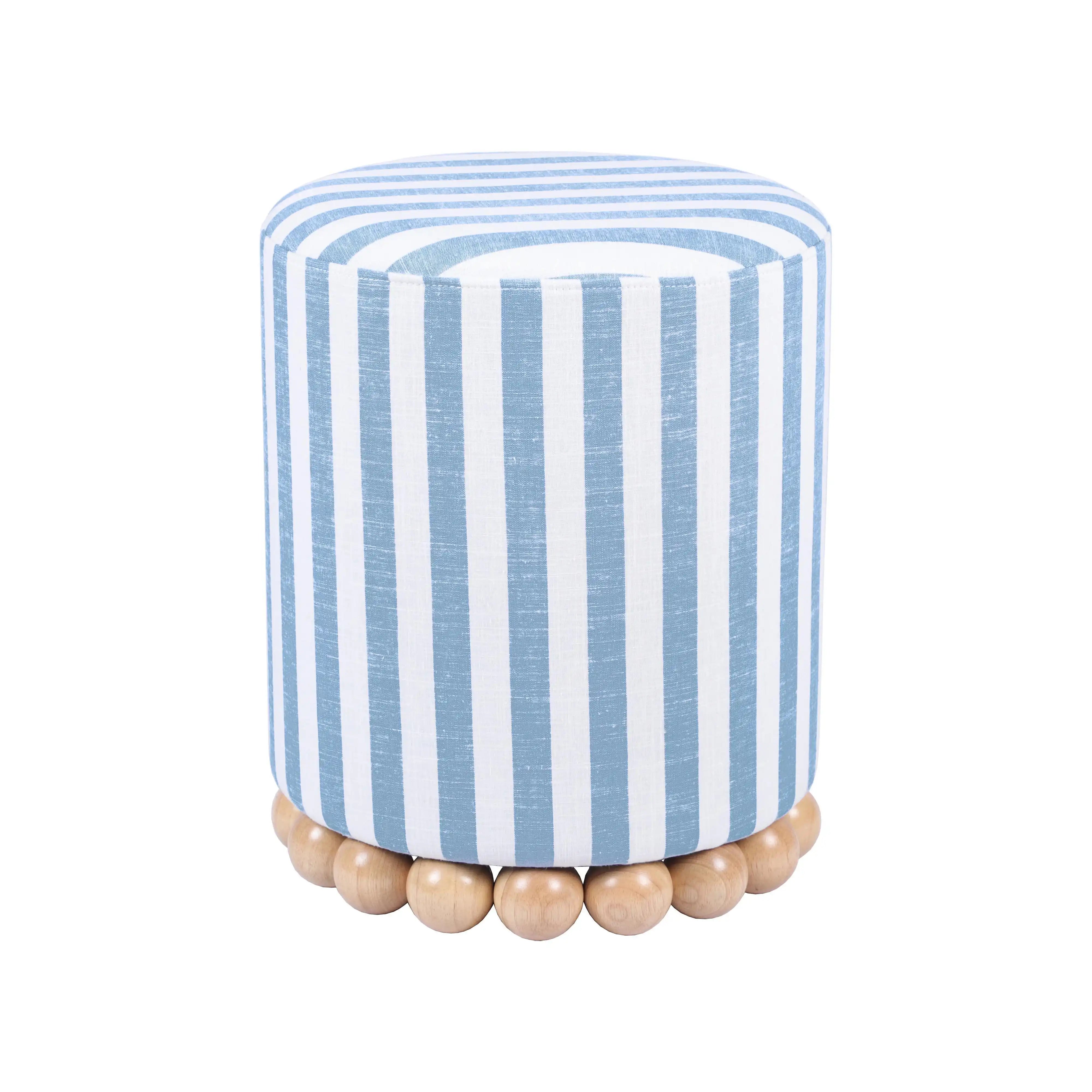 Dex - Striped Linen Ottoman - Best Buy Furniture