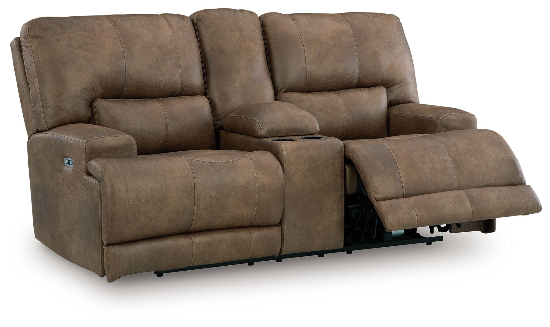 Beckley Place - Power Reclining Loveseat With Console / Adjustable Headrest - Earth - Best Buy Furniture