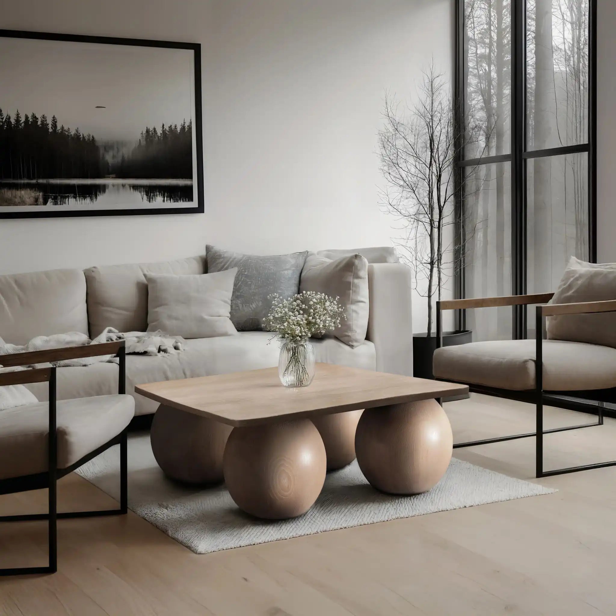 Fitch - Oak Veneer Coffee Table - 4 Legs