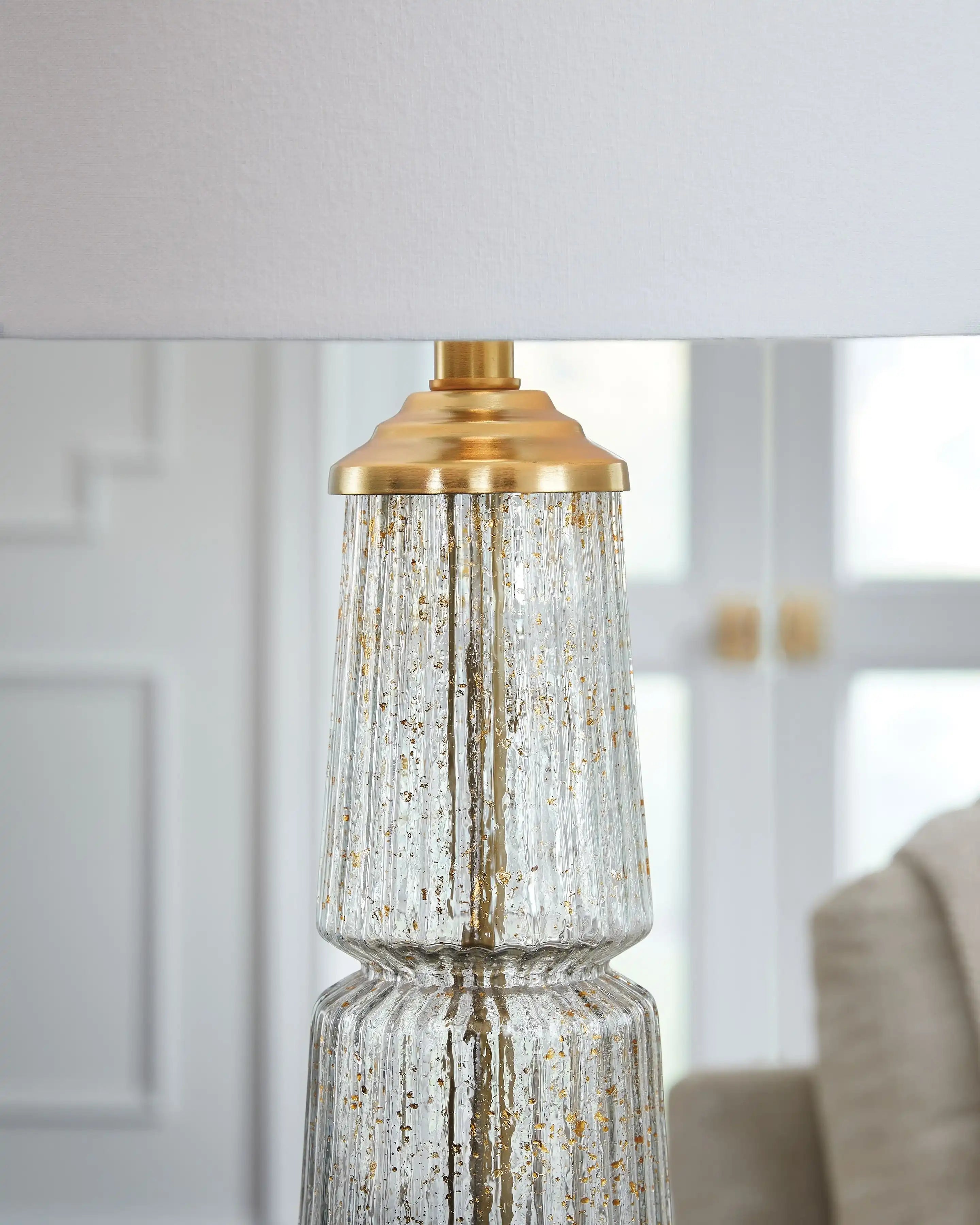 Bakersboro - Glass Table Lamp - Clear / Gold Finish - Best Buy Furniture