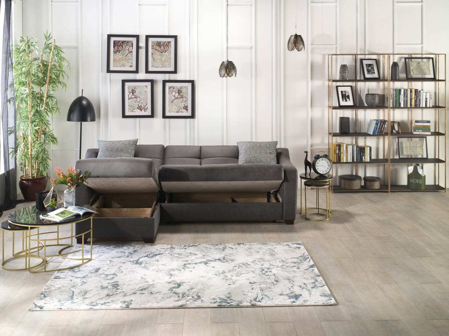 TAHOE Convertible Sectional Sofa with Reversible Chaise & Storage – 102” Wide, Modern & Space-Saving - Best Buy Furniture