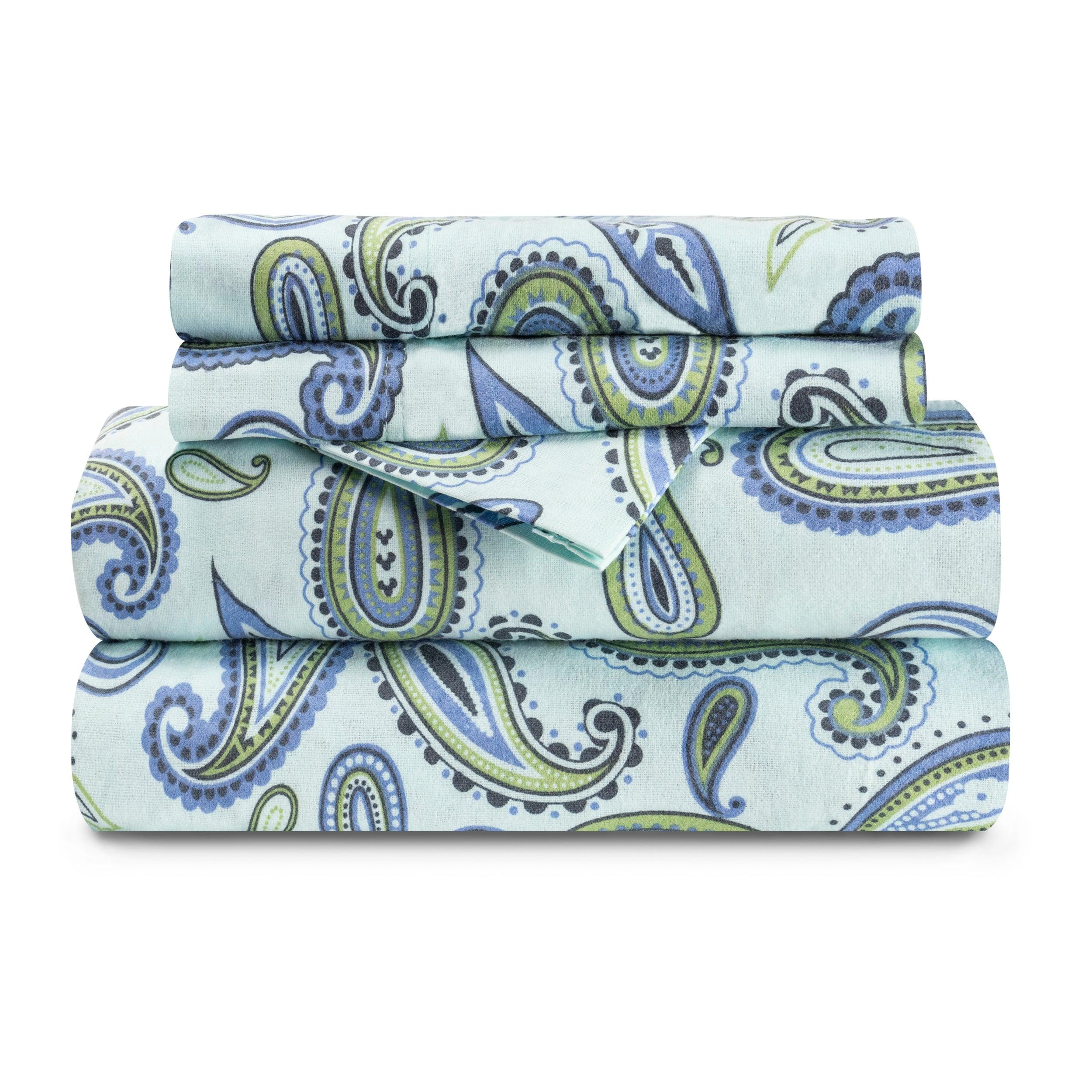 100% Cotton Flannel Bed Sheet Set Floral Paisley Deep Pocket - Sheet Set by Superior Brand