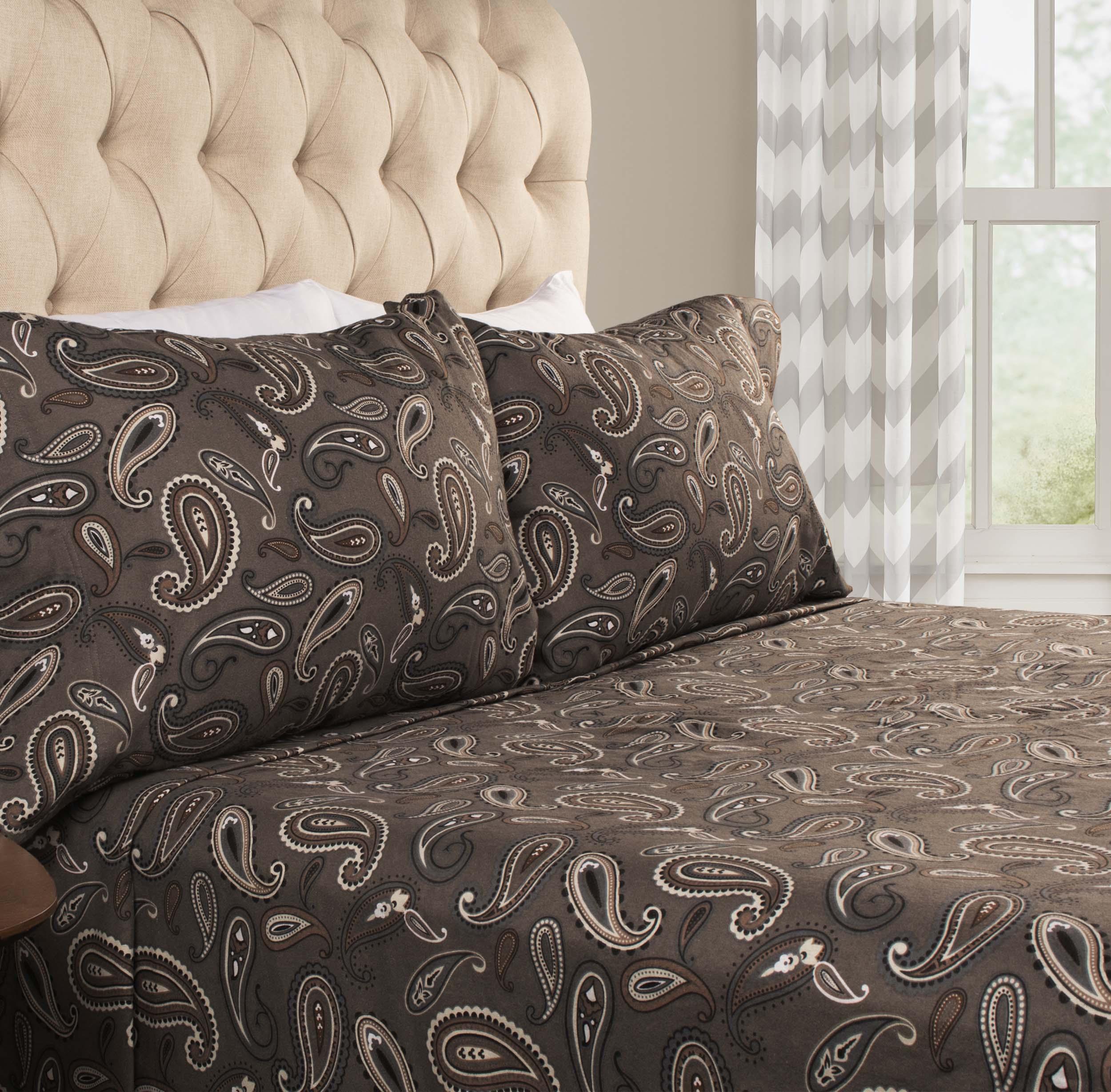 100% Cotton Flannel Bed Sheet Set Floral Paisley Deep Pocket - Sheet Set by Superior Brand