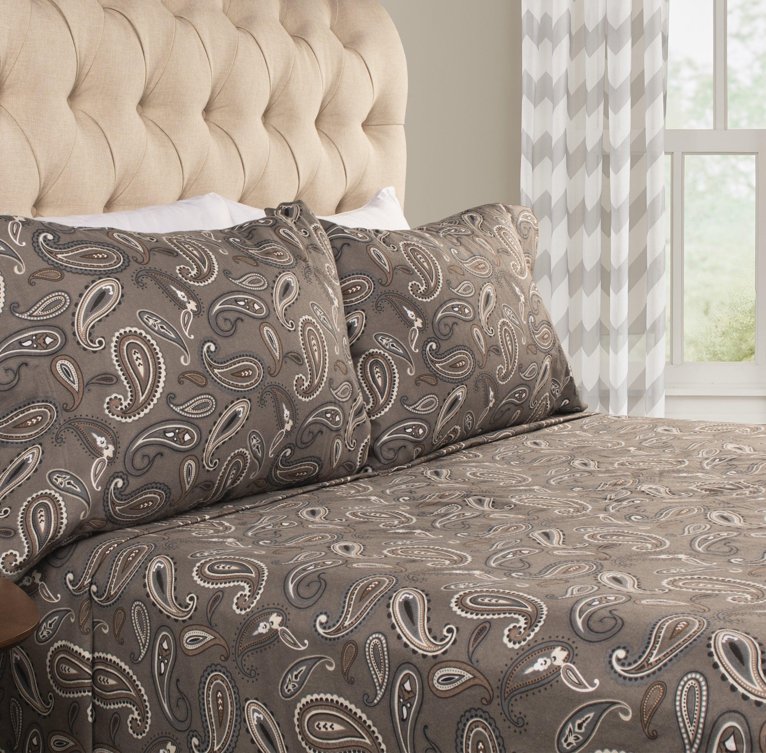 100%-Cotton-Flannel-Bed-Sheet-Set-Floral-Paisley-Deep-Pocket-Bed-Sheets