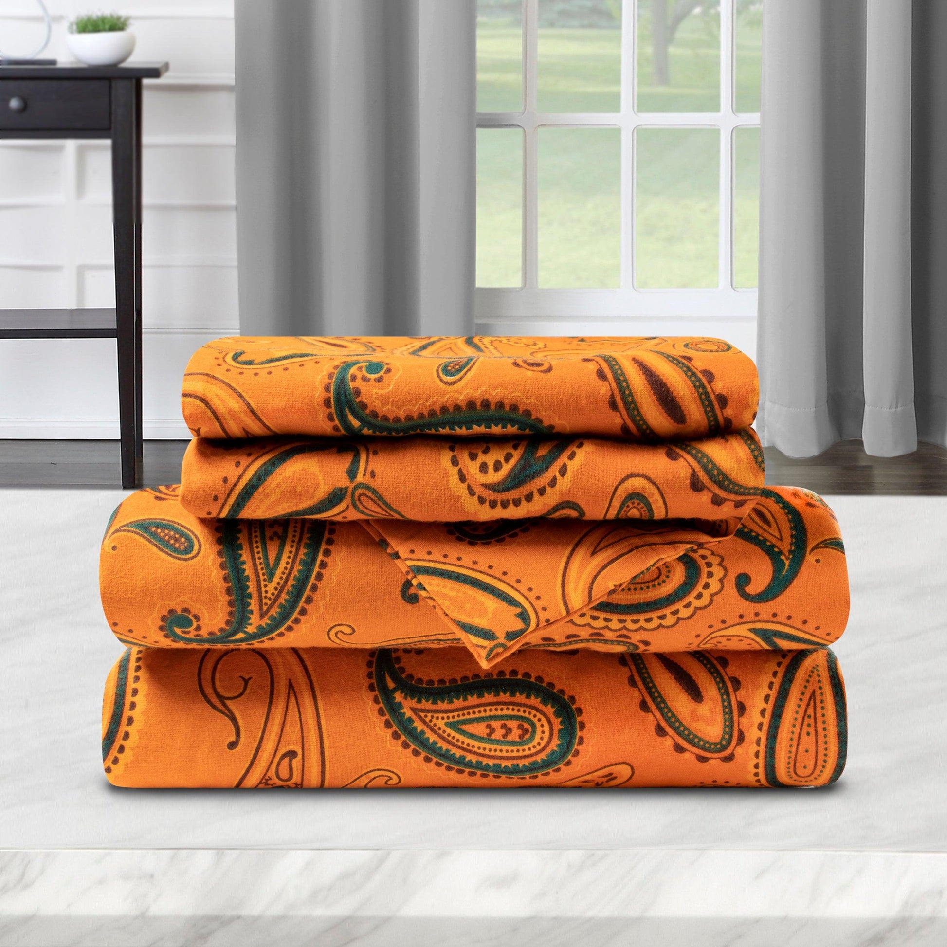 100% Cotton Flannel Bed Sheet Set Floral Paisley Deep Pocket - Sheet Set by Superior Brand