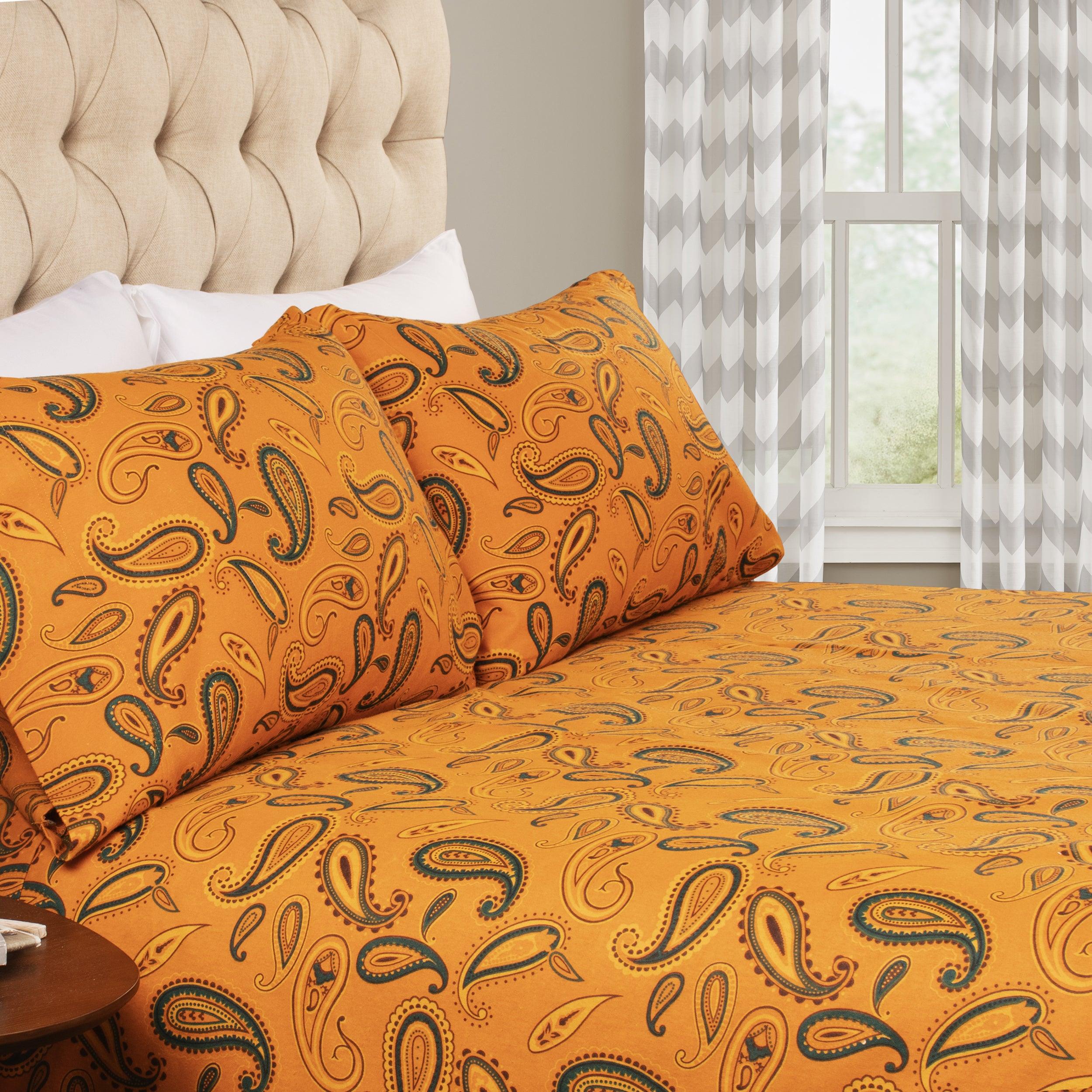 100% Cotton Flannel Bed Sheet Set Floral Paisley Deep Pocket - Sheet Set by Superior Brand