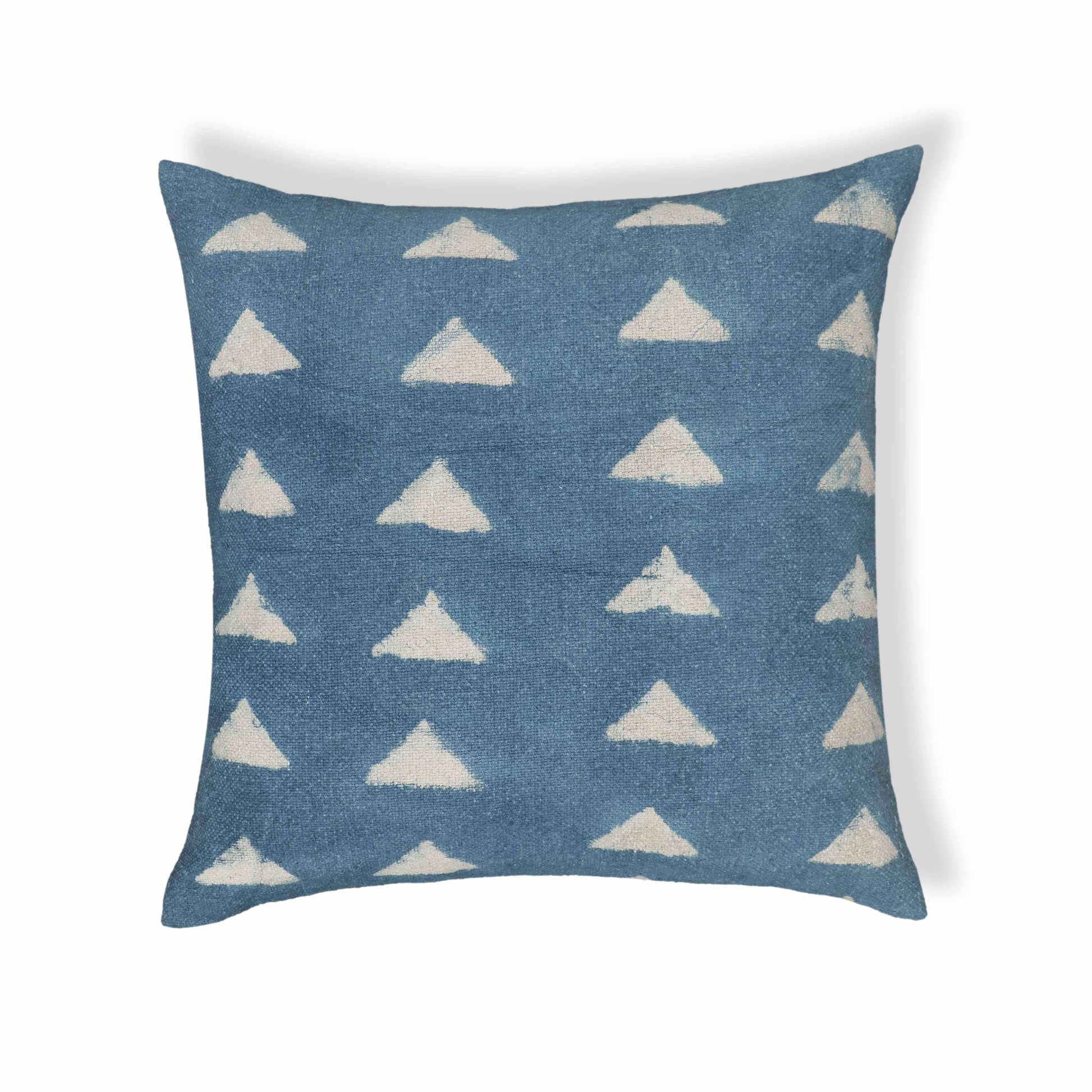 Indigo - Triangles Cotton Square Accent Pillow - Indigo - Best Buy Furniture