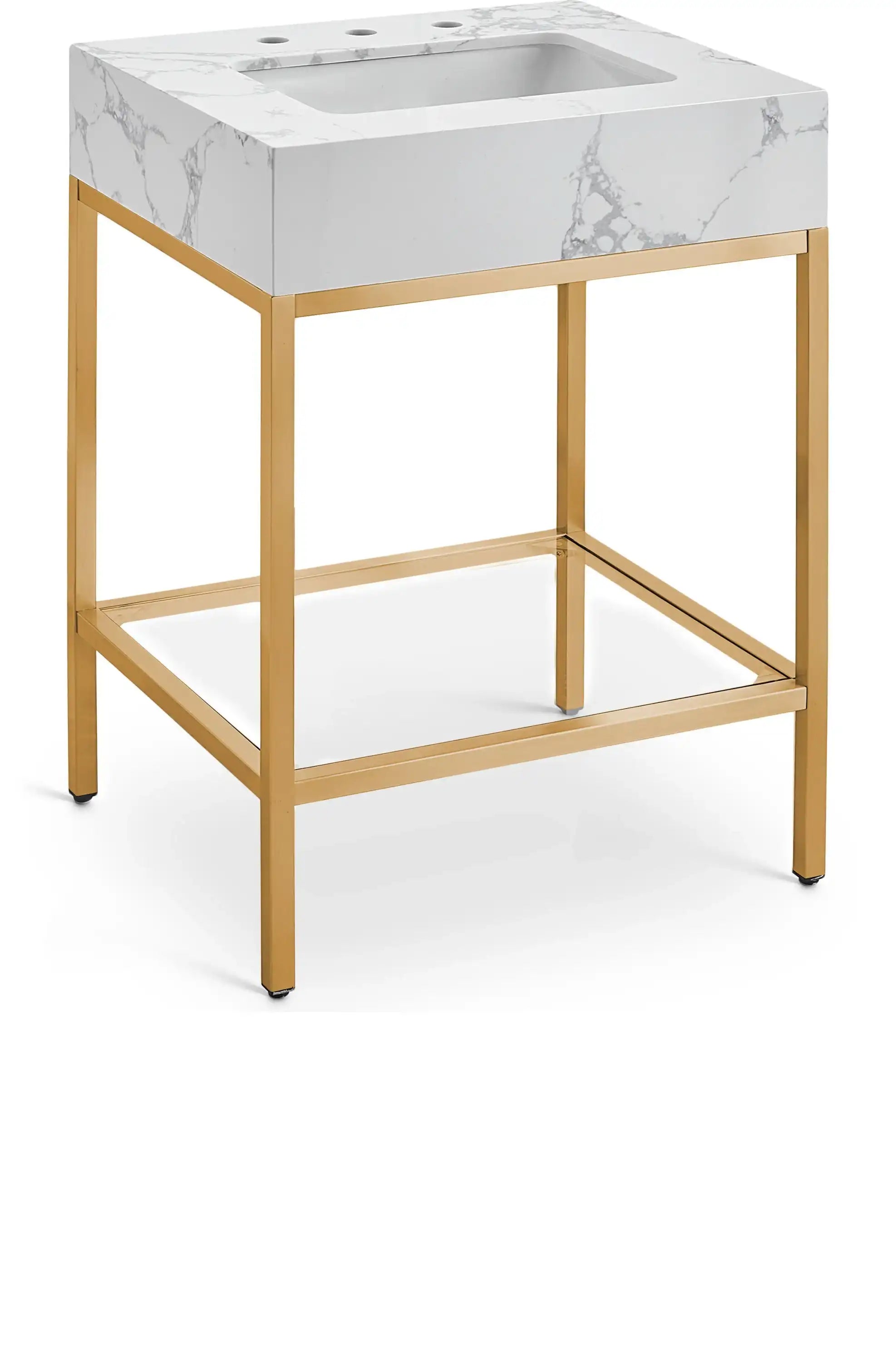 Marmo - Engineered Marble Bathroom Vanity With Gold Base - Best Buy Furniture