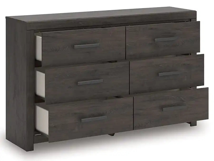 Prendonea - Six Drawer Dresser - Charcoal - Best Buy Furniture