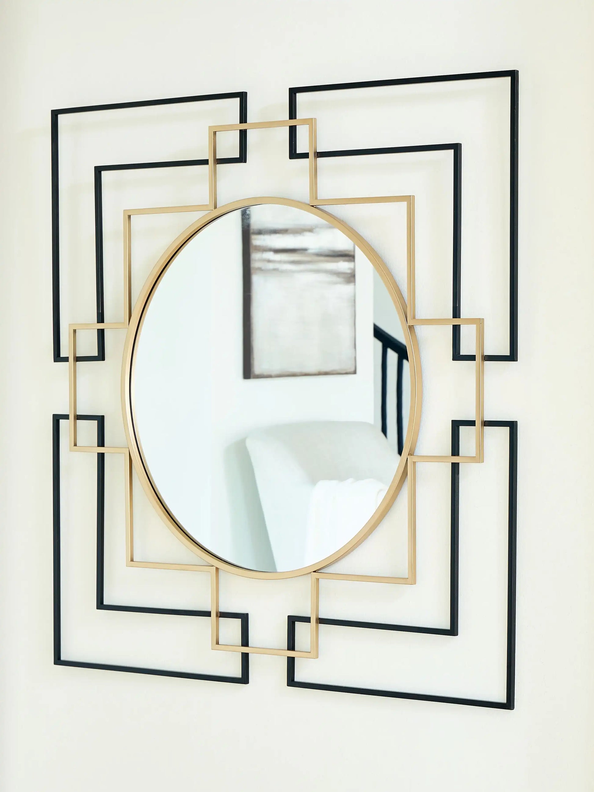 Oceanal - Accent Mirror - Black / Gold Finish - Best Buy Furniture