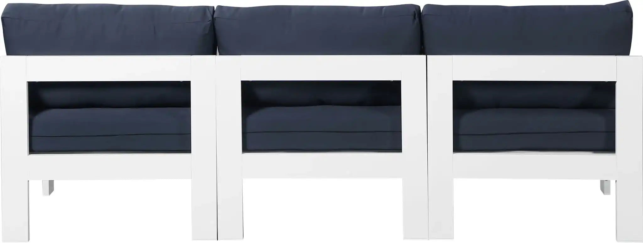 Nizuc - Outdoor Patio 3 Seat Armless Modular Sofa With White Frame