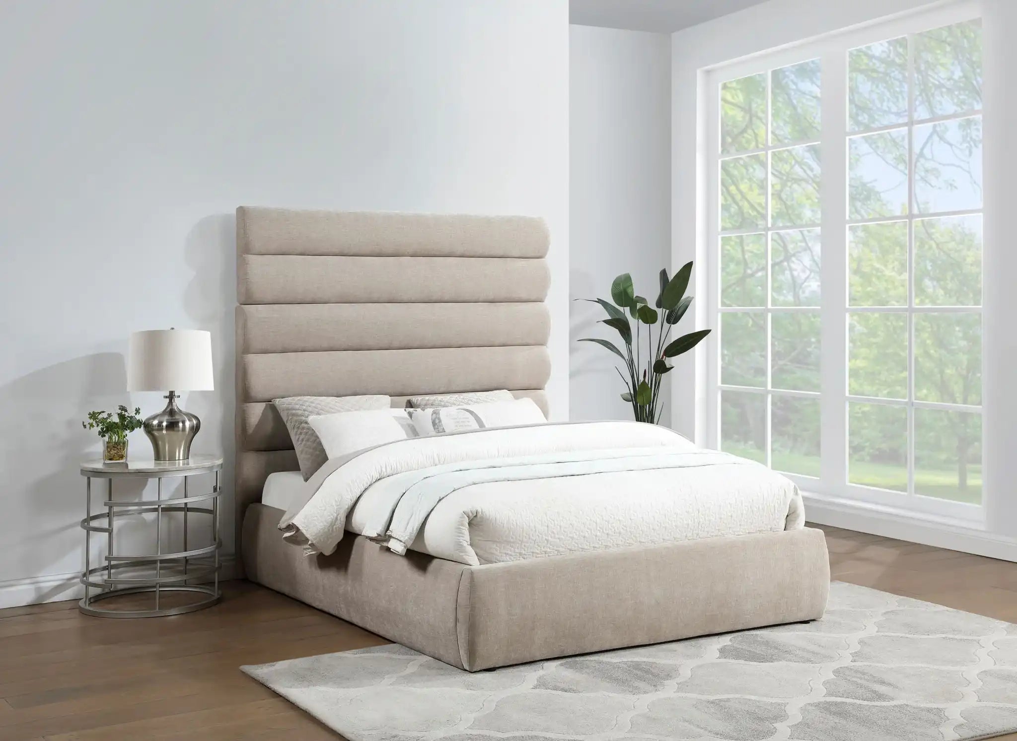 Adam - Chenille Fabric Bed With 70.5" Headboard