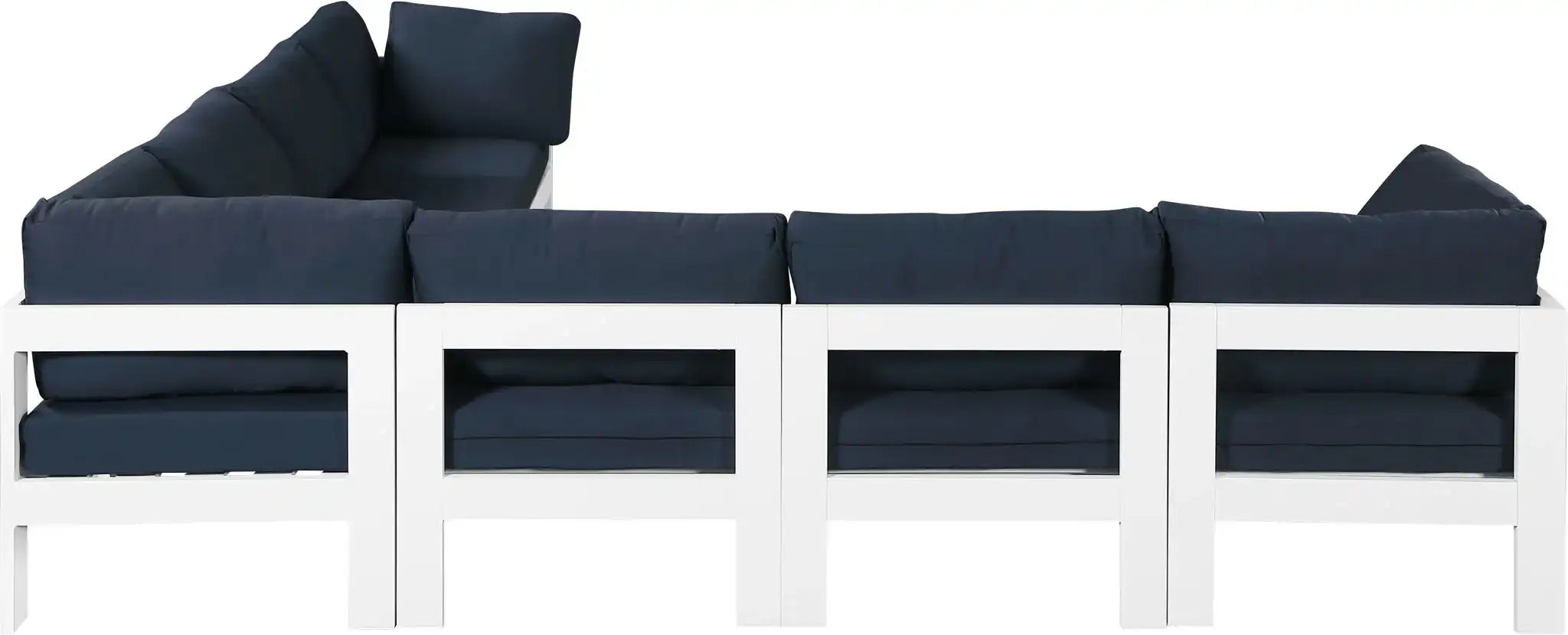 Nizuc - Outdoor Patio 7 Piece Modular Sectional With White Frame