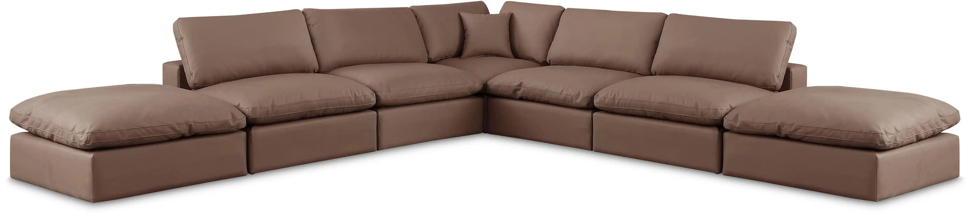 Comfy - 7 Piece Faux Leather Modular Corner Sectional - Best Buy Furniture