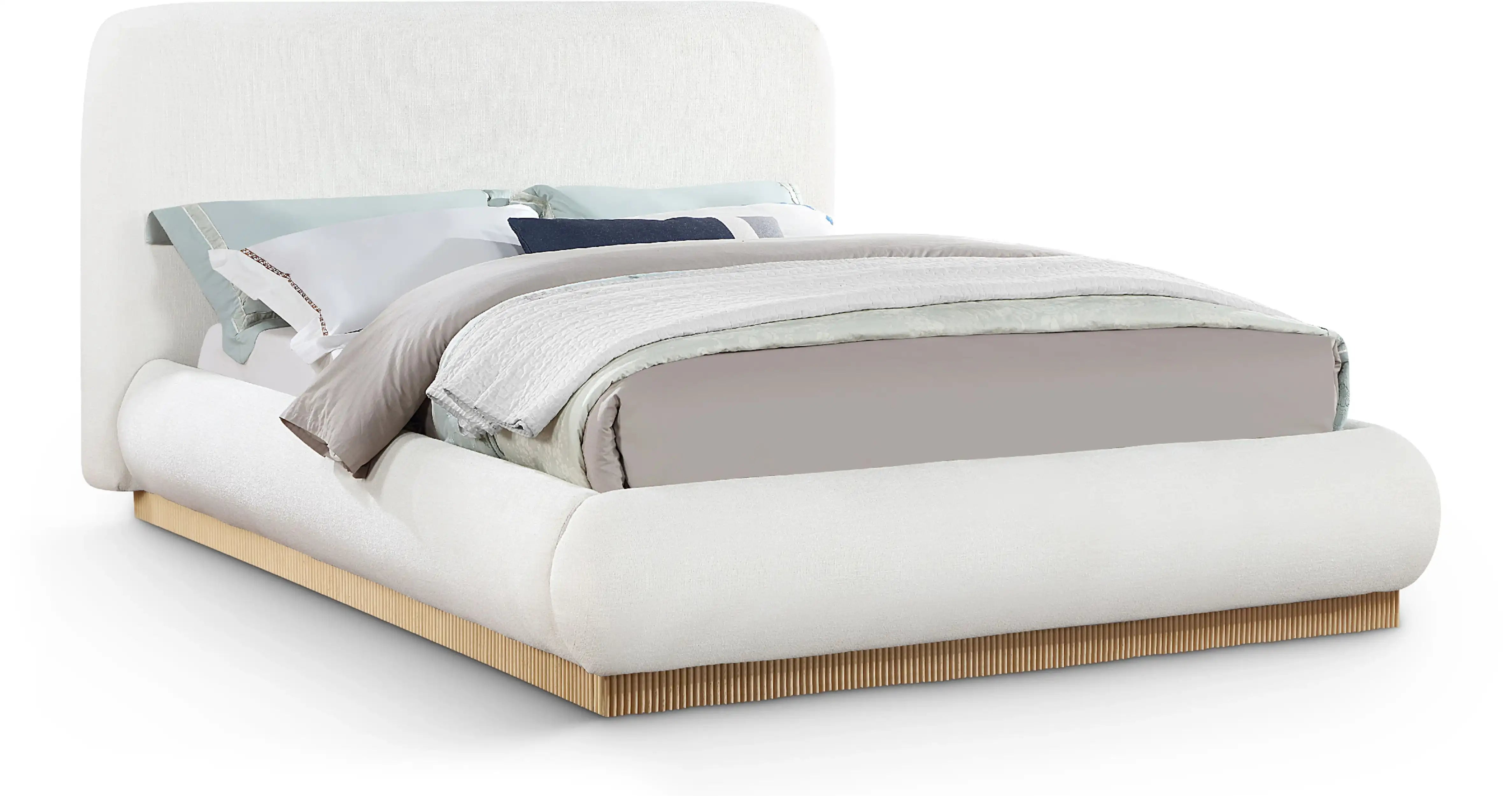 Rigby - Linen Bed With Natural Base - Best Buy Furniture