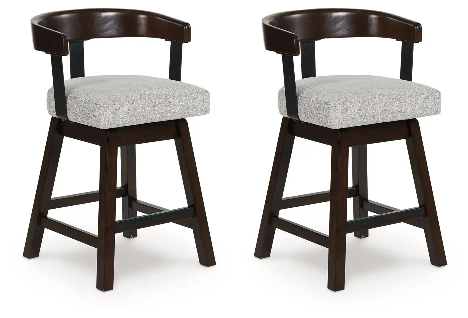 Haddigan - Upholstered Swivel Barstool (Set of 2) - Dark Brown - Best Buy Furniture