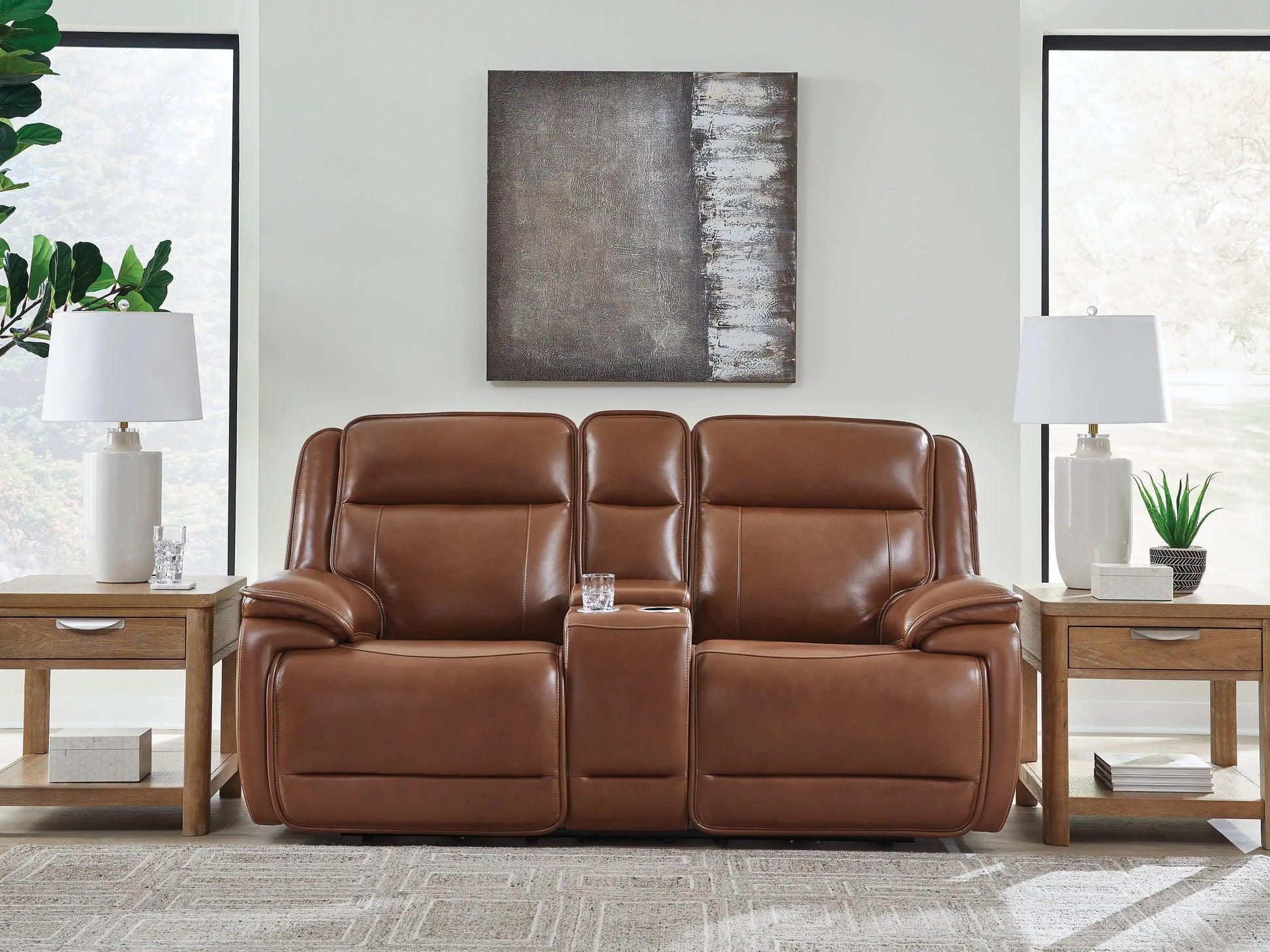 Healy Pier - Power Reclining Loveseat With Console / Adj Headrest - Chocolate - Best Buy Furniture