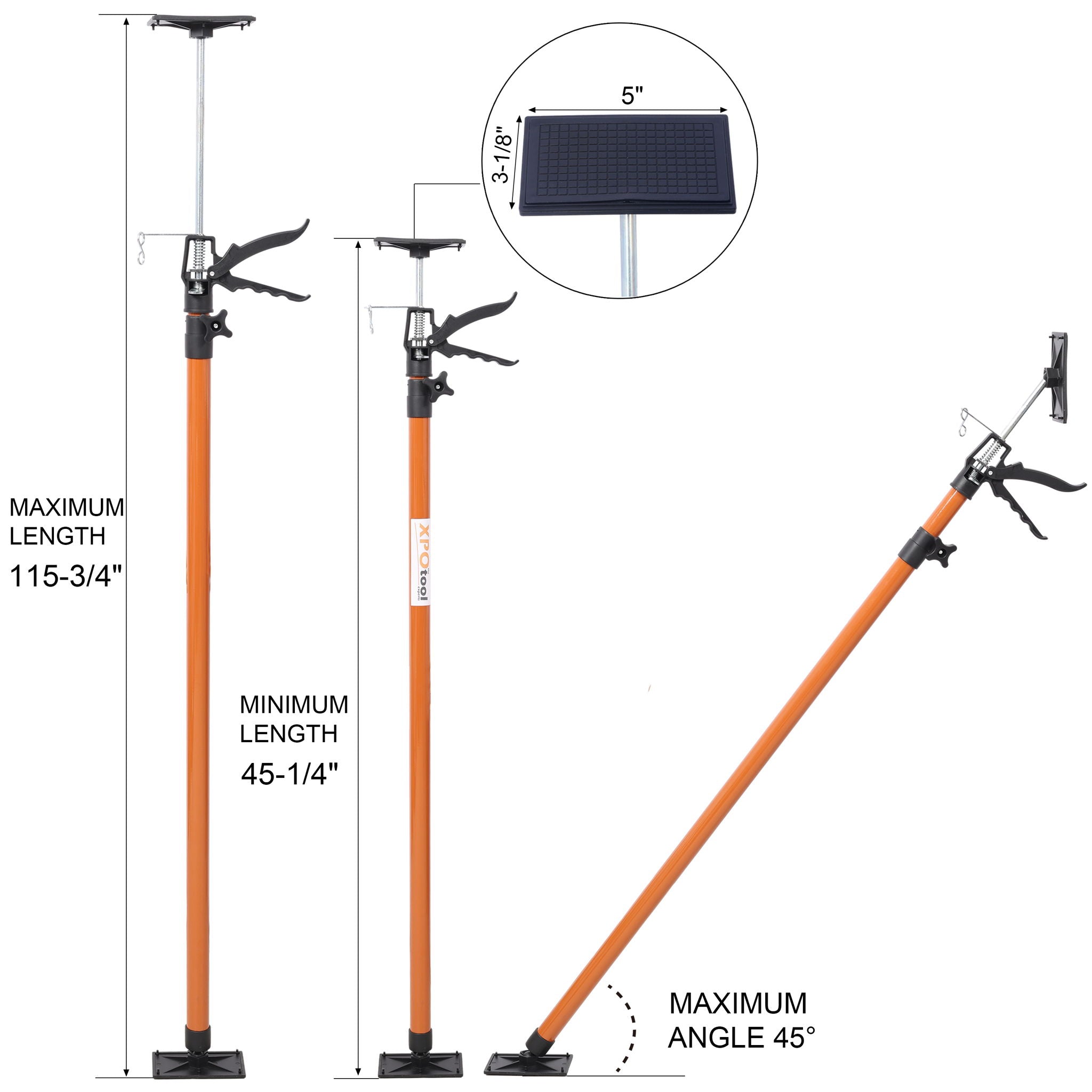 Adjustable Support Pole System For Drywalls And Cabinets With Carry Bag