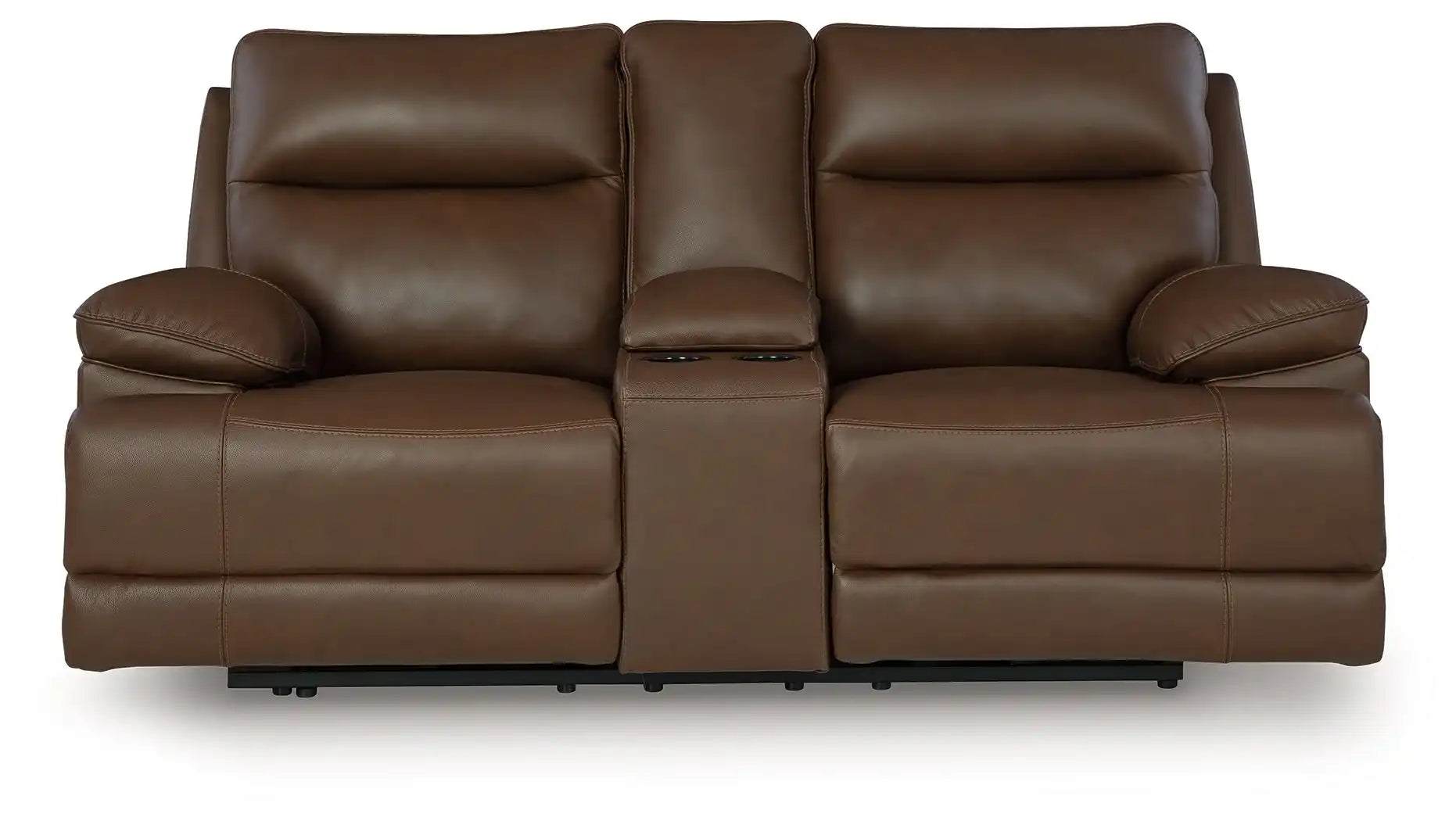 Vonryan - Power Reclining Loveseat With Console / Adj Headrest - Tobacco - Best Buy Furniture