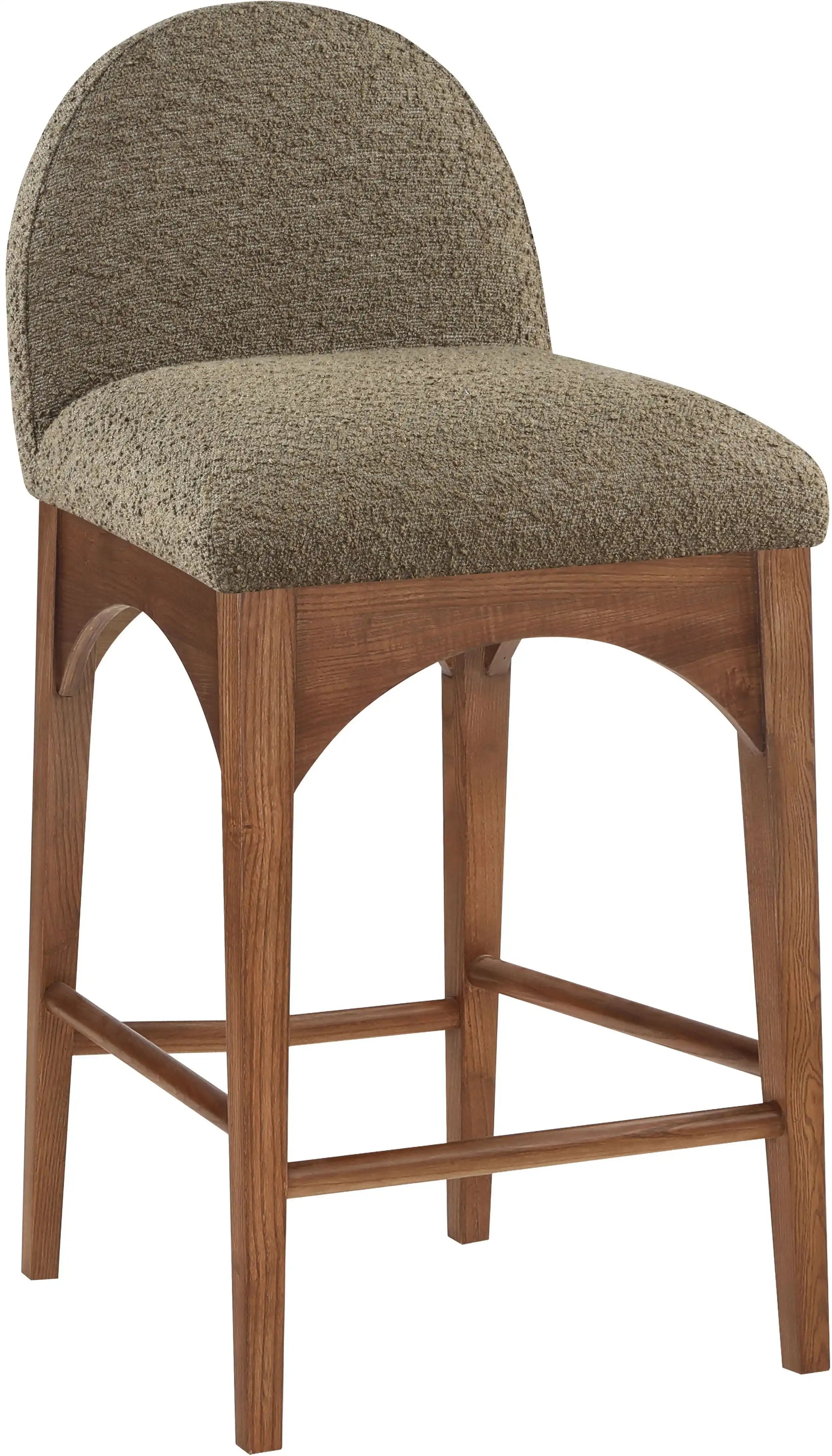 Waldorf - Boucle Stool With Brown Legs - Best Buy Furniture
