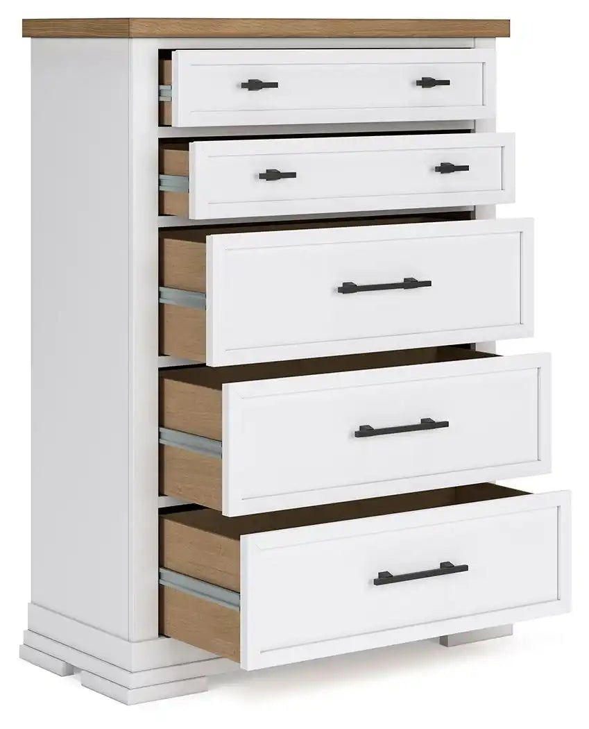Ashbryn - Five Drawer Chest - White / Natural - Best Buy Furniture