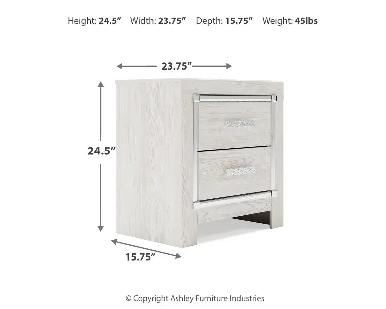 Altyra - Two Drawer Night Stand - White - Best Buy Furniture