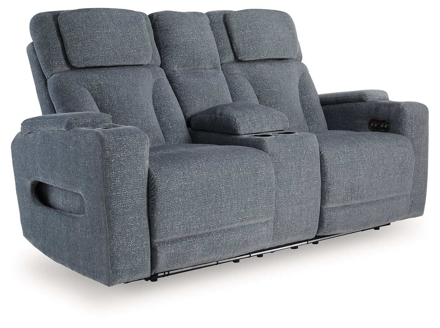 Studio Cave - Power Reclining Loveseat with Console - Steel - Best Buy Furniture