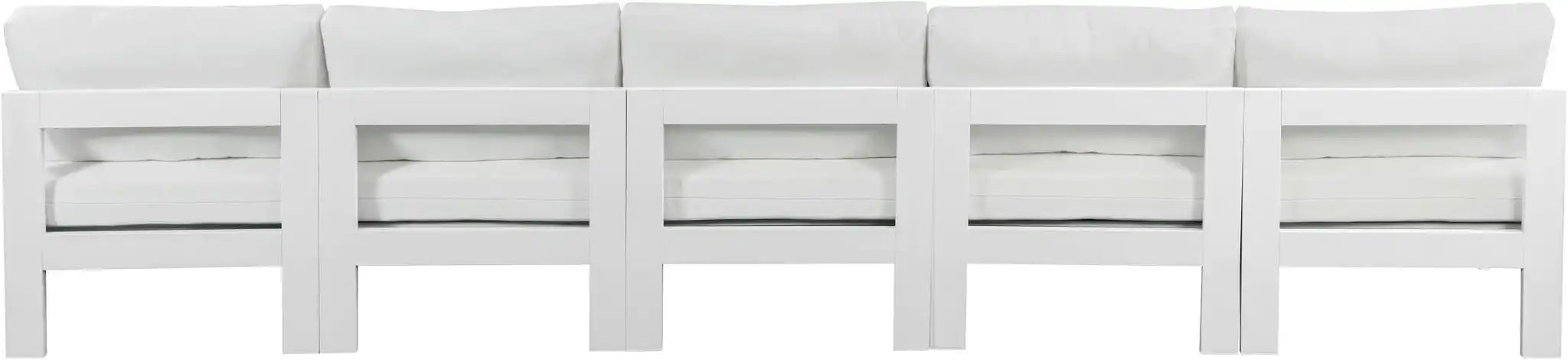 Nizuc - Outdoor Patio 5 Seat Modular Armless Sofa With White Frame