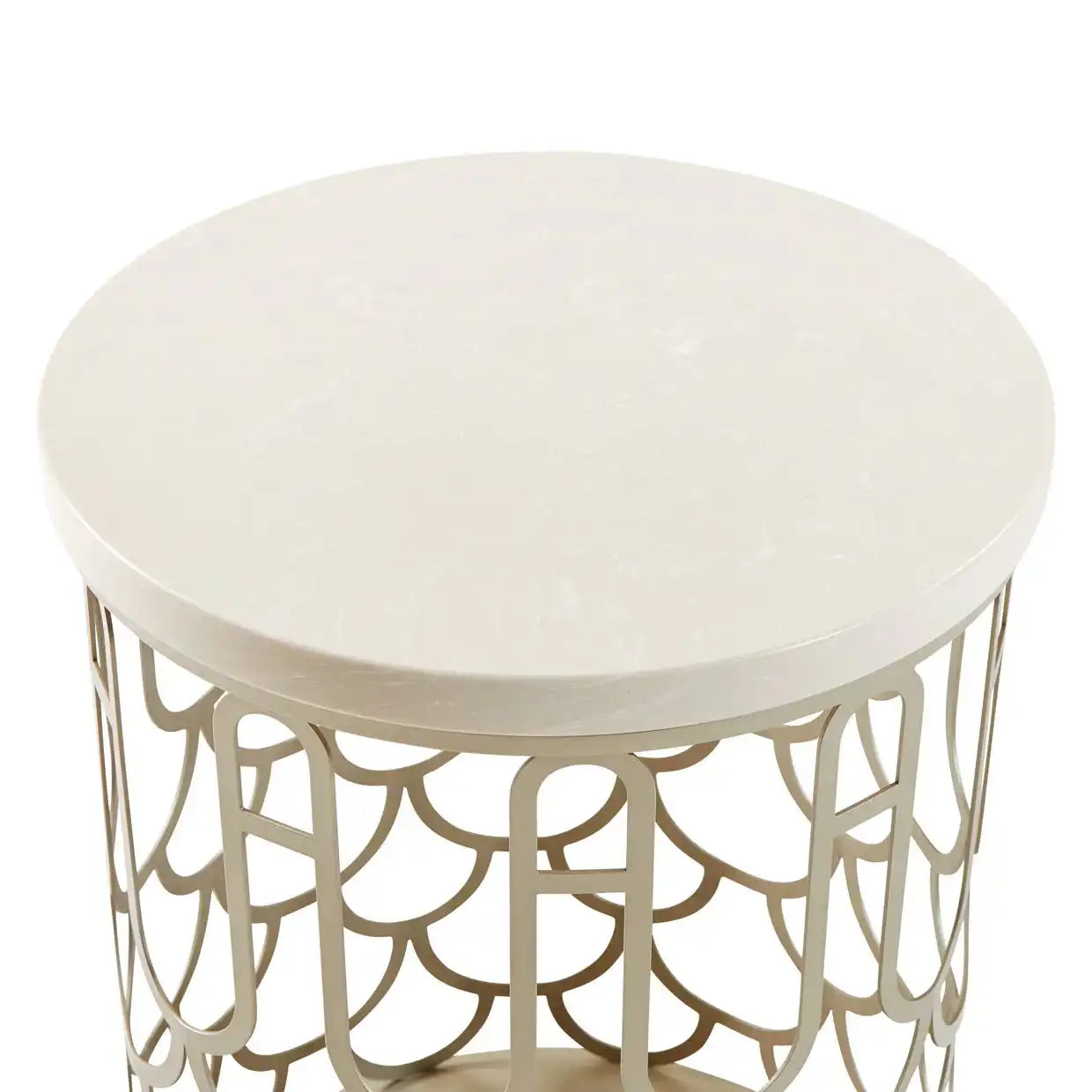 La Marisia - Marble Chairside Table - Creamy Pearl / Champagne - Best Buy Furniture