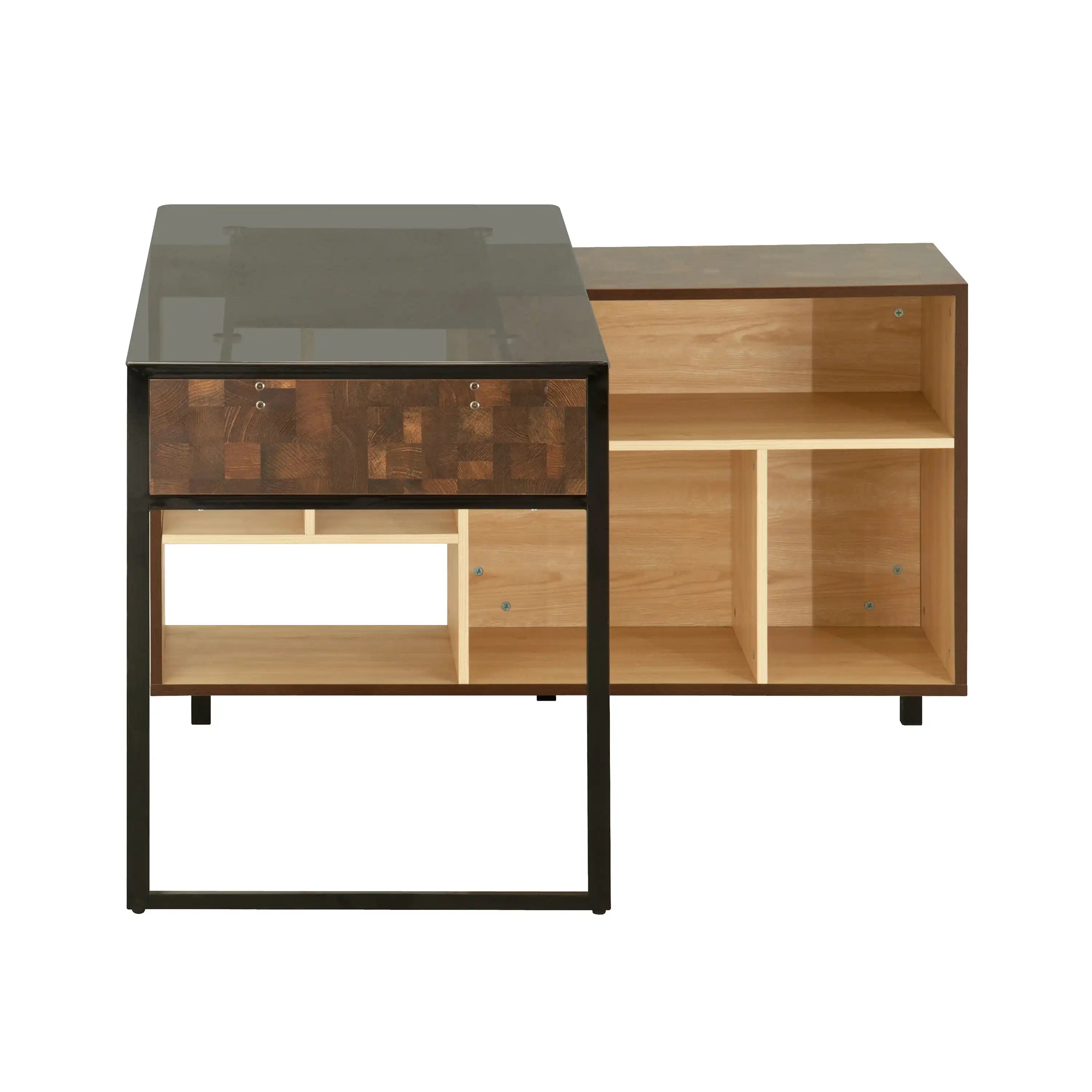 Techni Mobili L-Shape Corner Desk with Multiple Storage, Oak - Best Buy Furniture