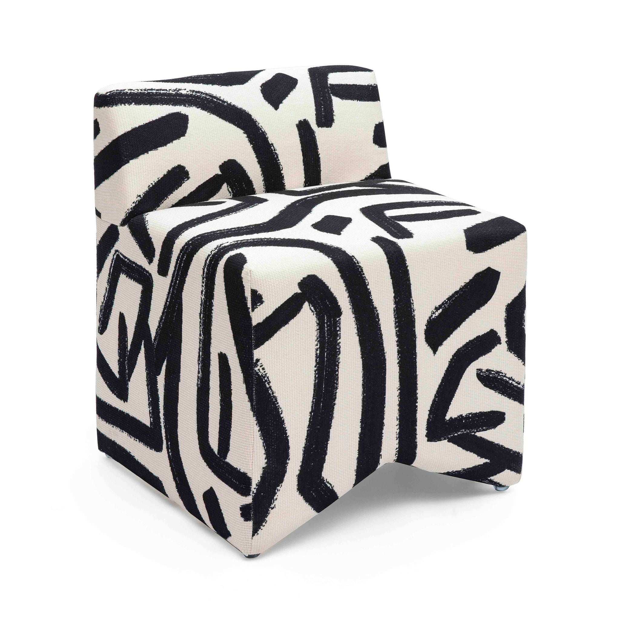 Pippa - Brushstroke Print Stool - Black / White - Best Buy Furniture