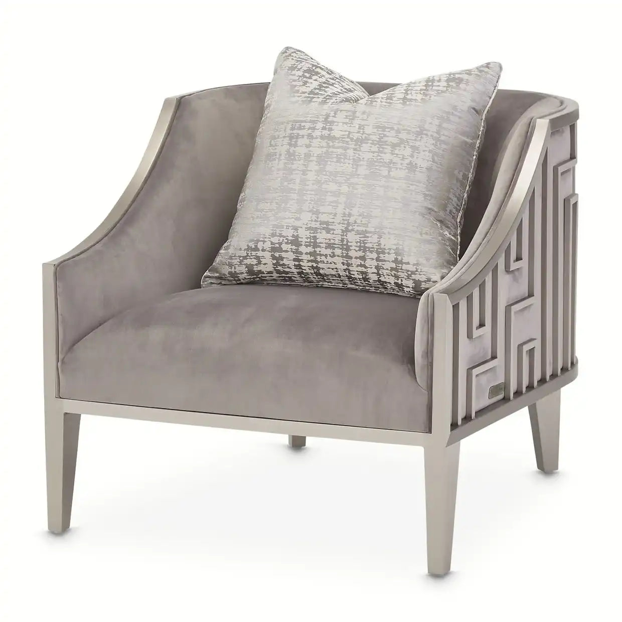 Roxbury Park - Velvet Accent Chair - Gray Pearl/Stainless Steel - Best Buy Furniture