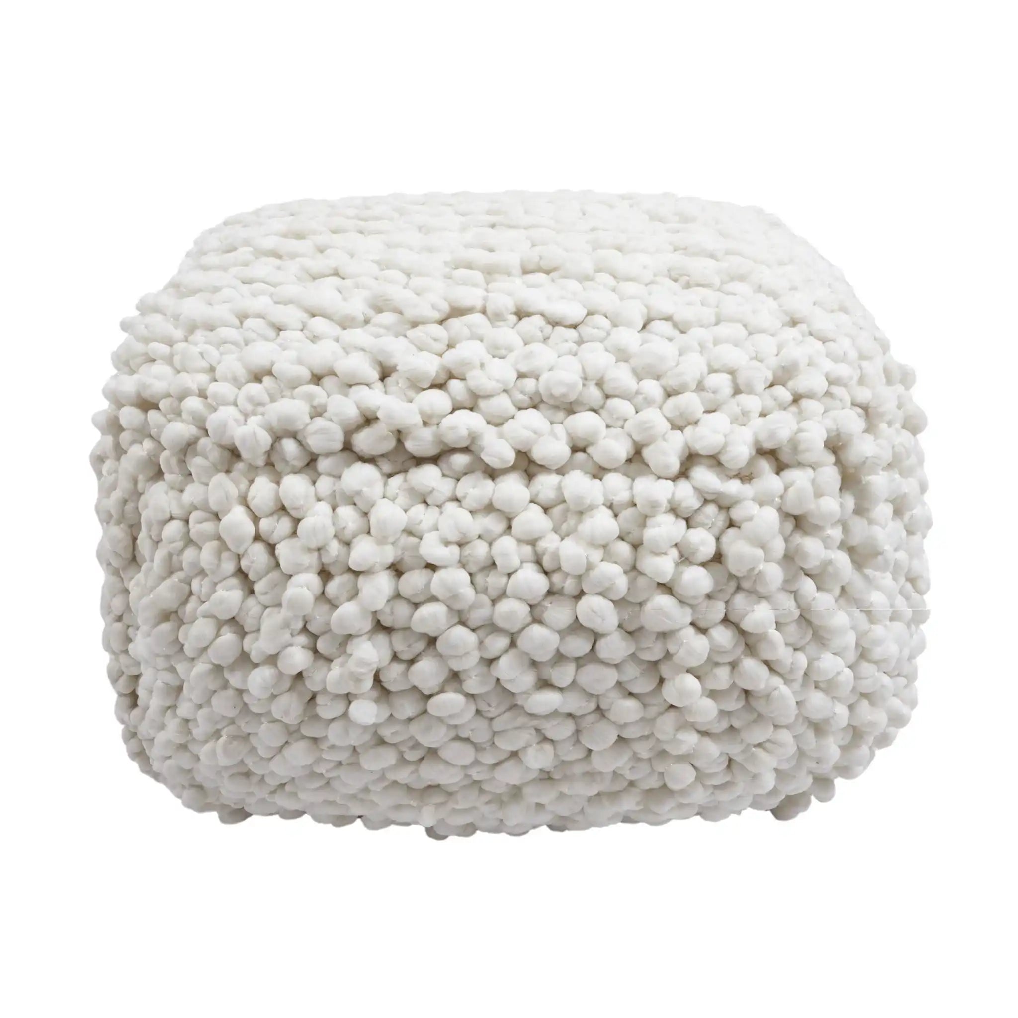 Cathy - Woven Pouf - Cream