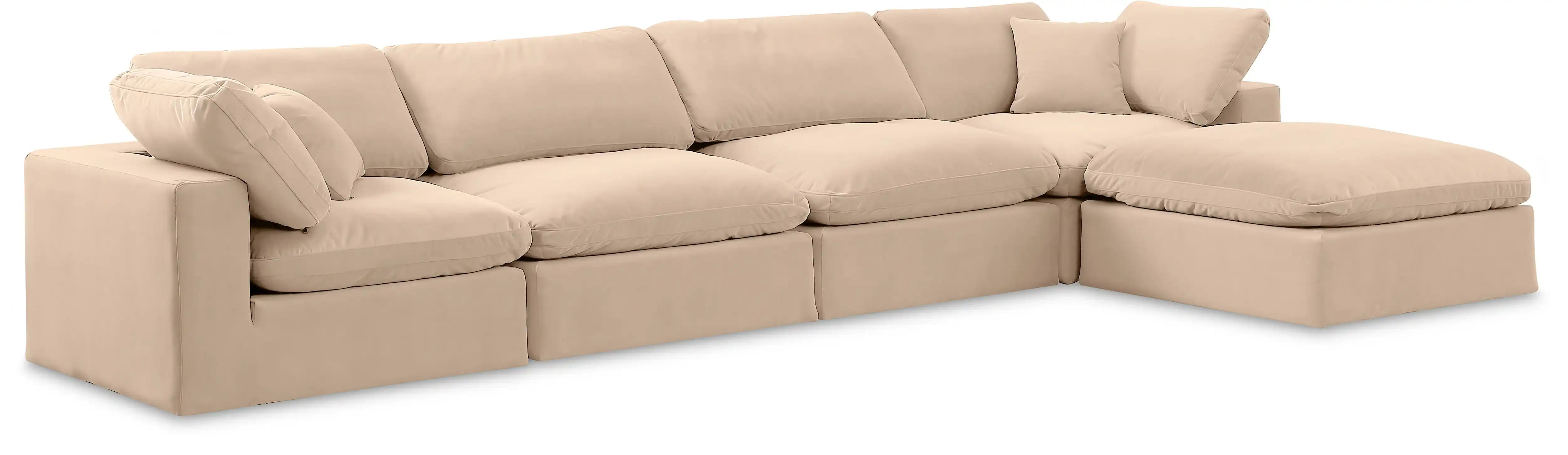 Comfy - 5 Piece Velvet Modular Sectional With Chaise - Best Buy Furniture
