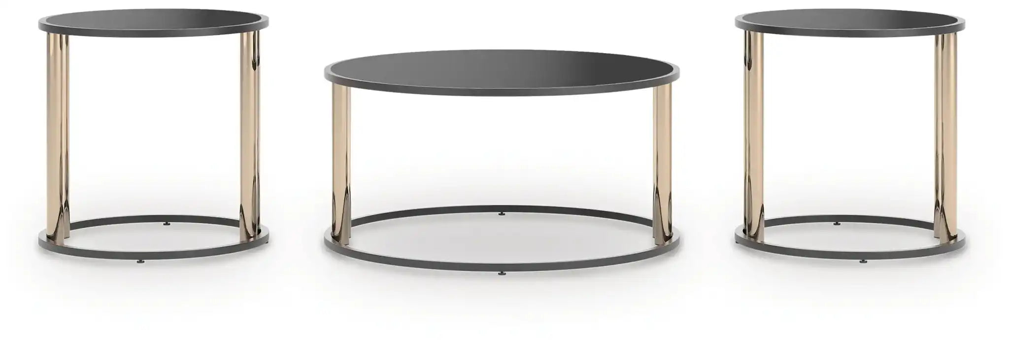 Hannerly - Occasional Table Set (Set of 3) - Black / Gold Finish - Best Buy Furniture