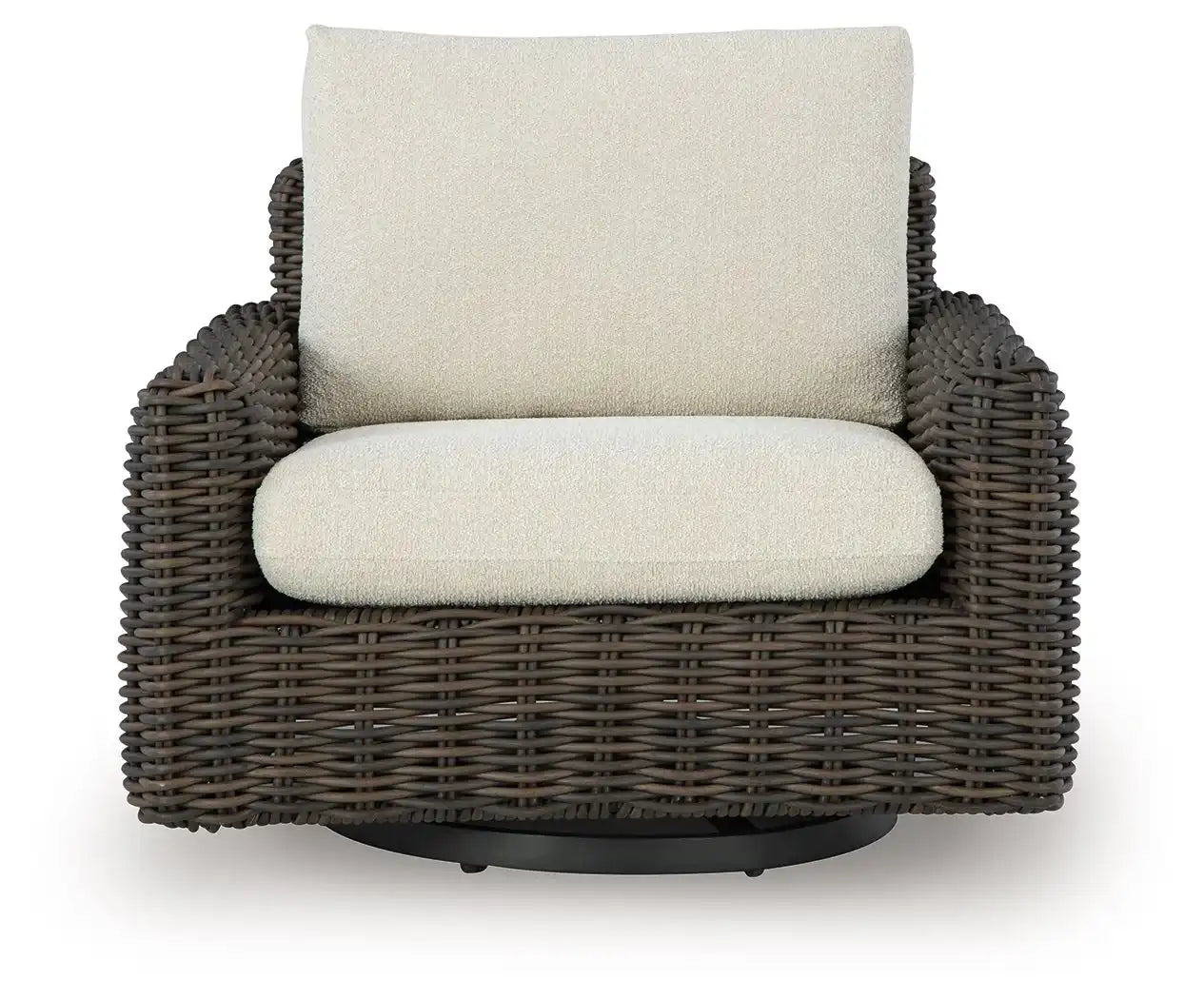 Kimora - Swivel Glider Lounge With Cushion - Beige / Dark Brown - Best Buy Furniture