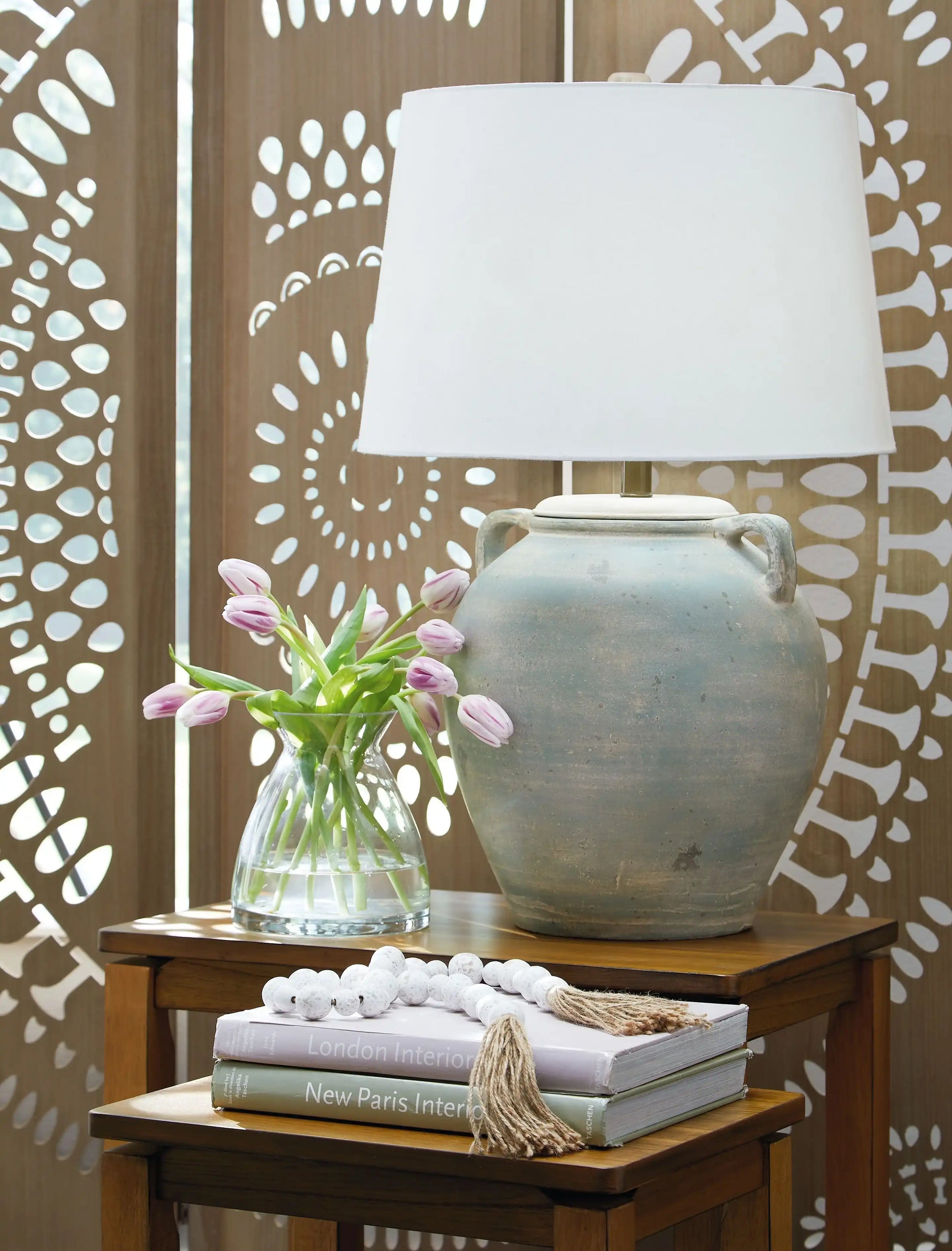 Shawburg - Terracotta Table Lamp - Antique Green - Best Buy Furniture