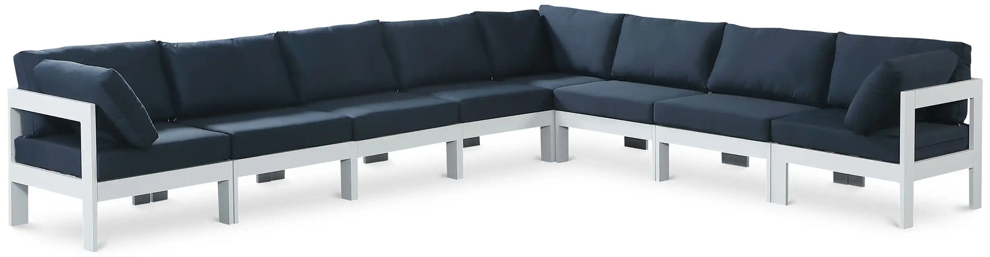Nizuc - Outdoor Patio 8 Piece Modular Sectional With White Frame - Best Buy Furniture