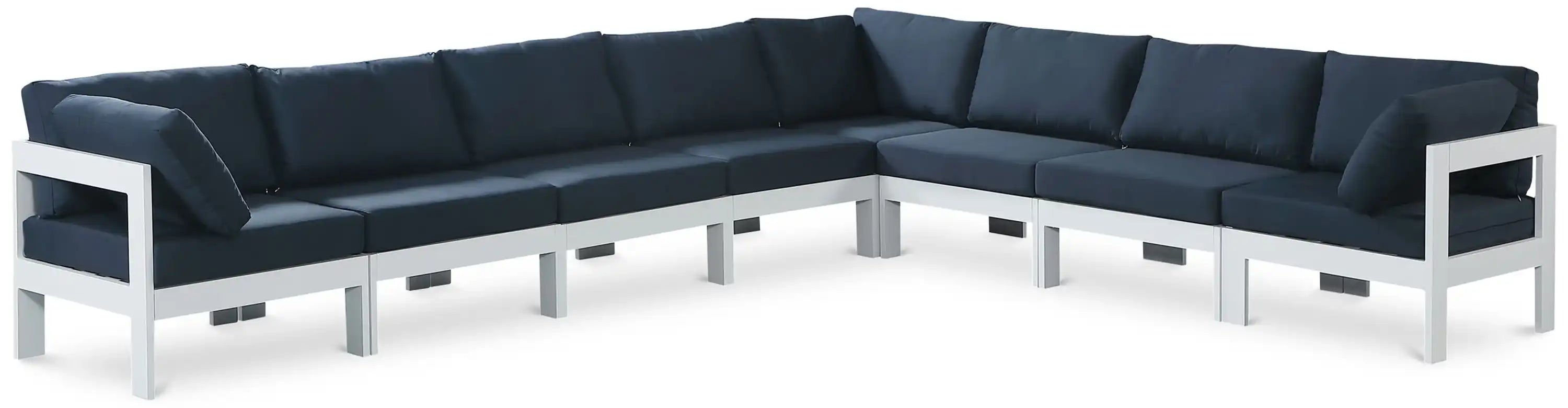 Nizuc - Outdoor Patio 8 Piece Modular Sectional With White Frame - Best Buy Furniture