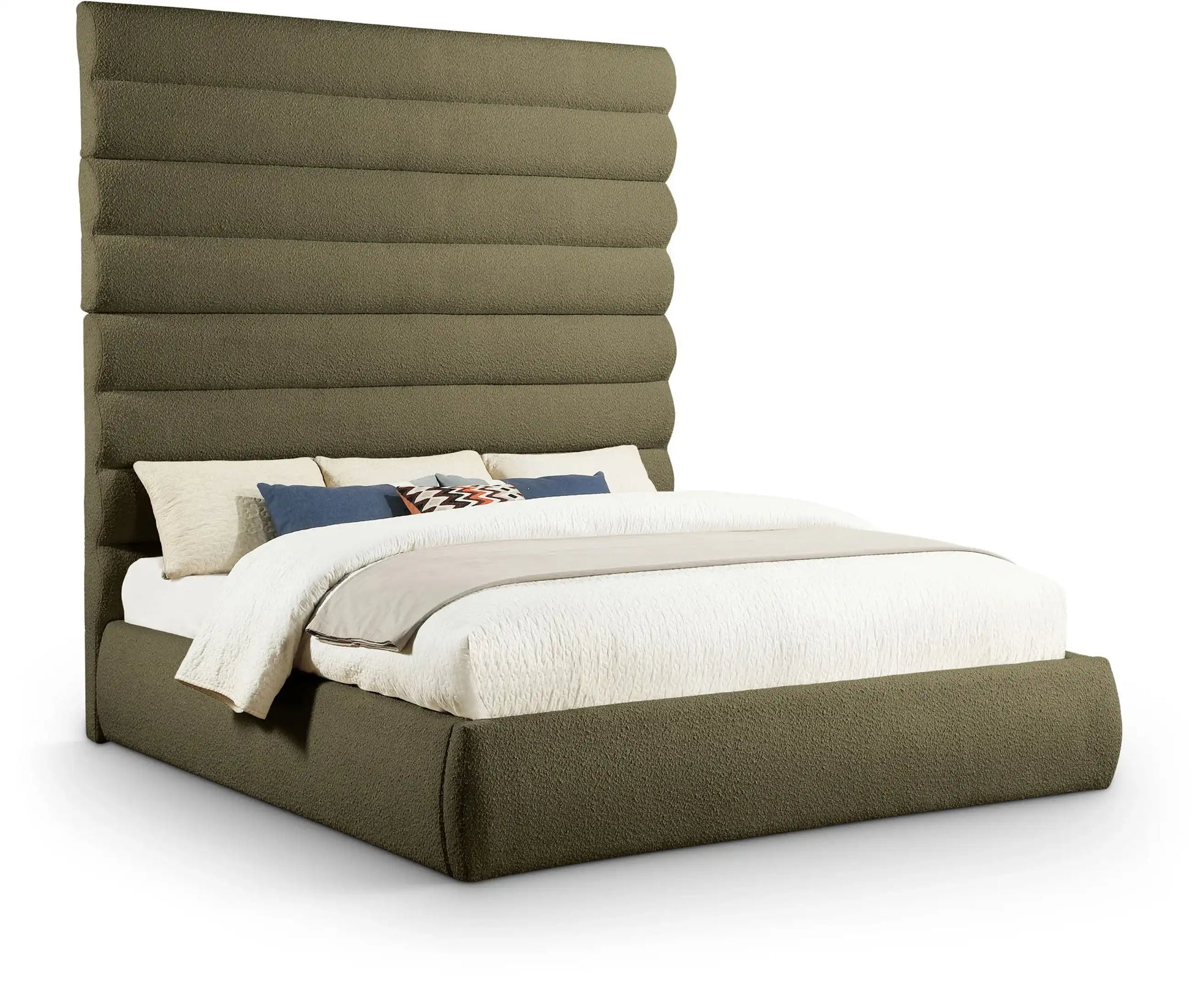 Adam - Boucle Fabric Bed With 89" Headboard - Best Buy Furniture