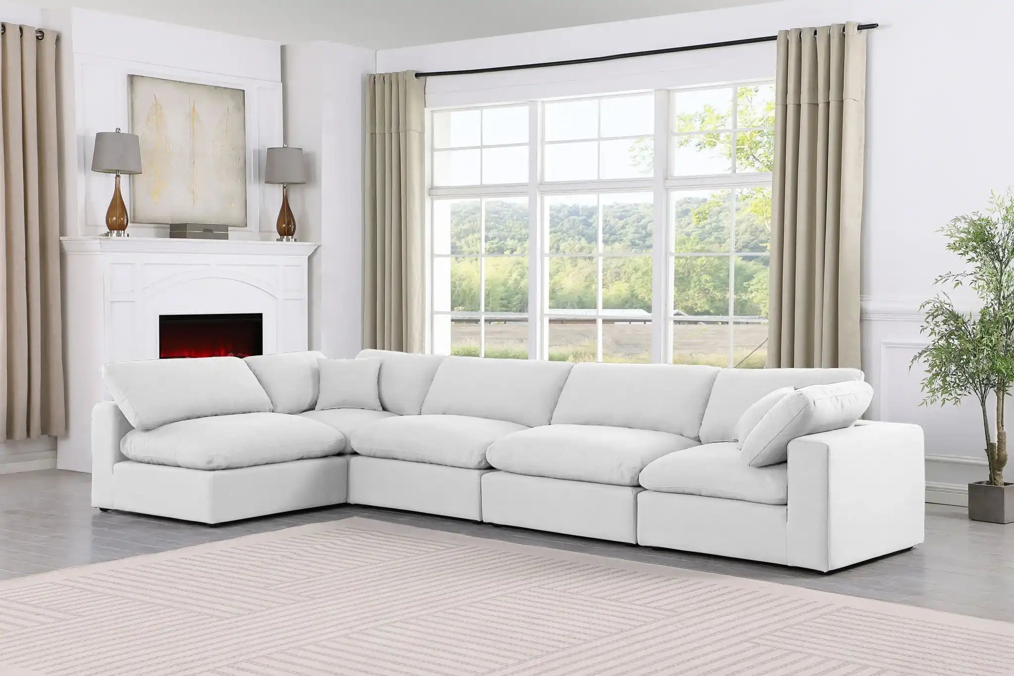 Comfy - 5 Piece Linen Modular Sectional