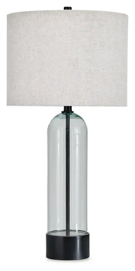 Kerrbrook - Glass Table Lamp - Clear / Black - Best Buy Furniture