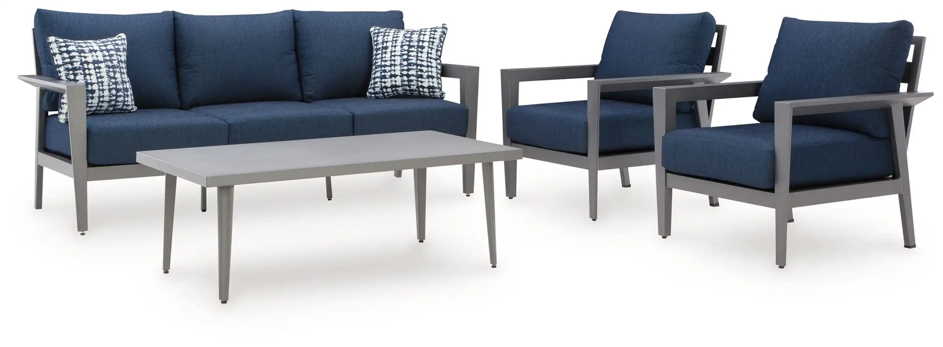 Gali - Sofa / Chairs / Table Set (Set of 4) - Gray / Blue - Best Buy Furniture
