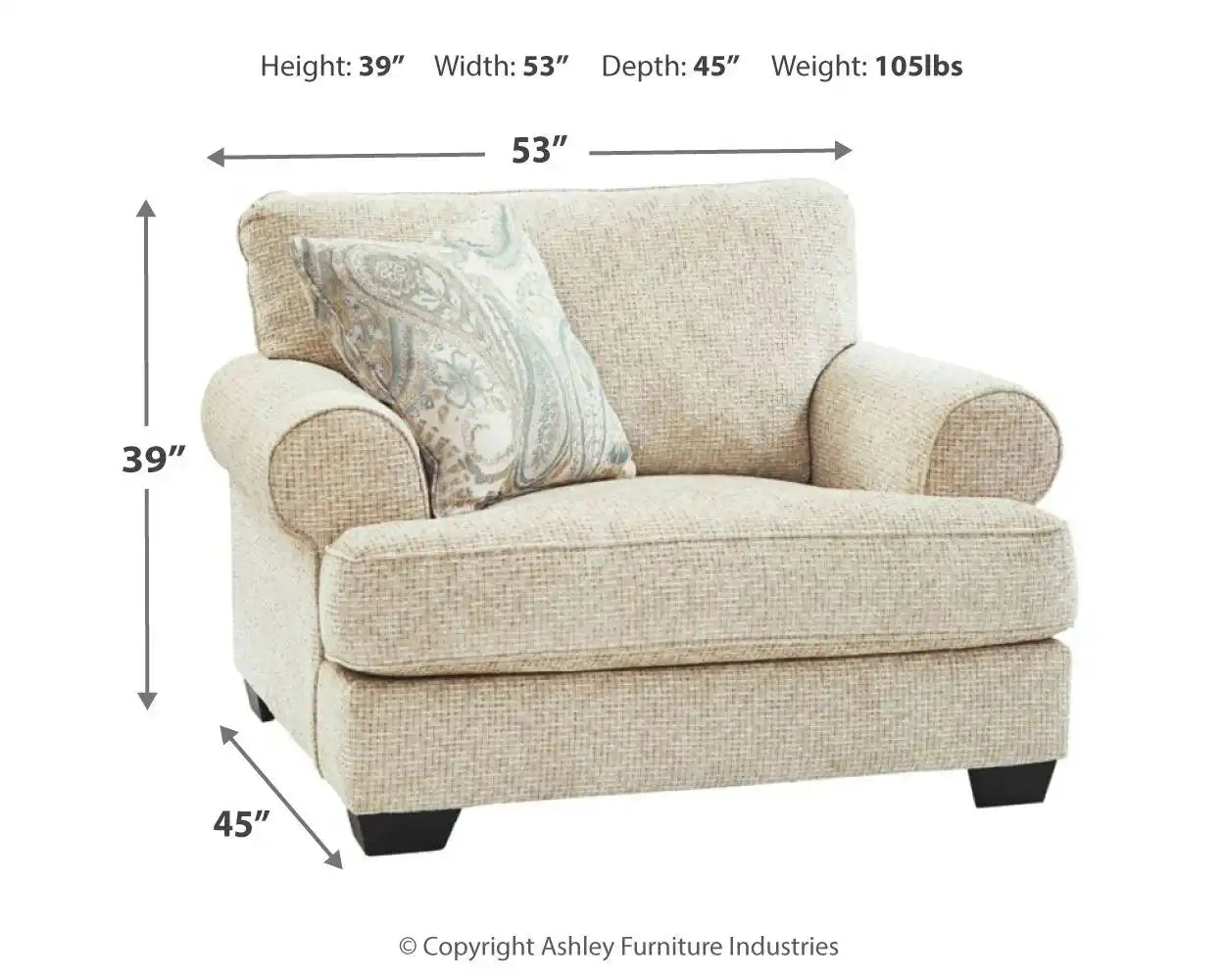 Monaghan - Chair and a Half - Sandstone - Best Buy Furniture