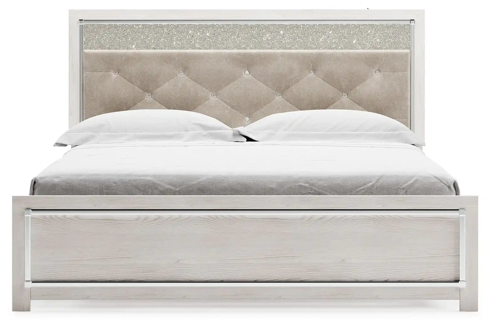 Altyra - King Panel Bed With Upholstered Headboard - White - Best Buy Furniture