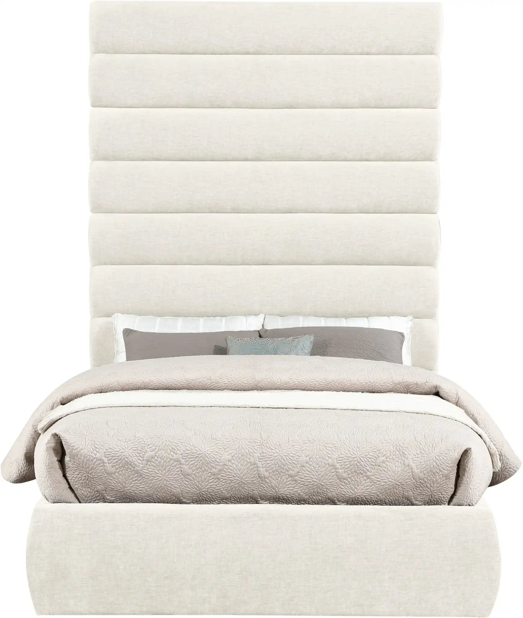 Adam - Chenille Fabric Bed With 89" Headboard